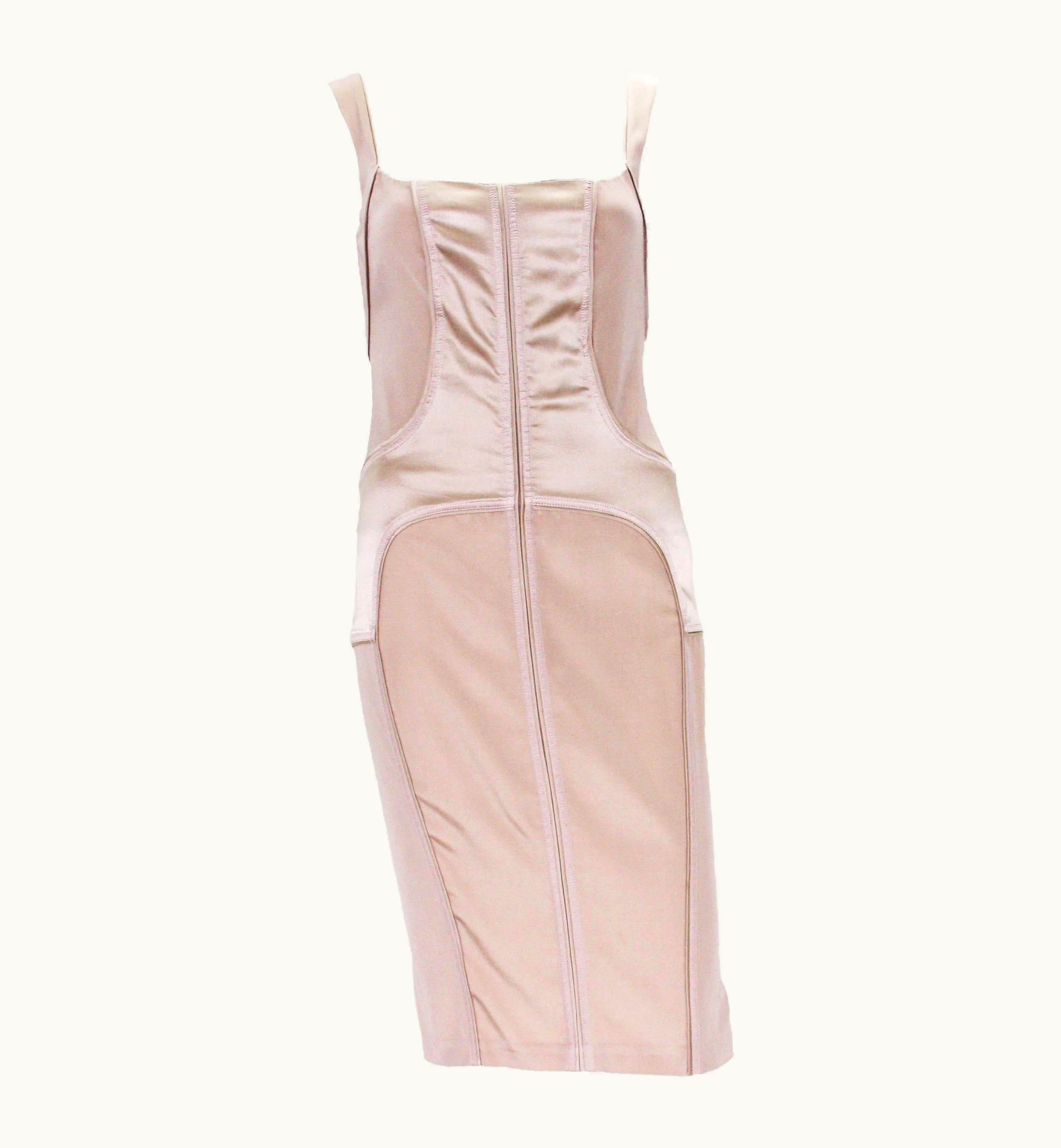 Gucci Tom Ford For Gucci 2003 Collection Silk Nude Stretch Bandage Dress It.38 - Us