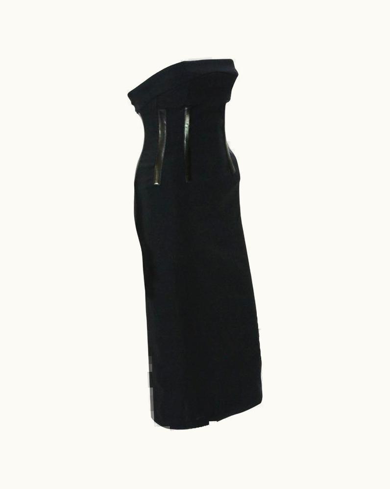 Gucci Tom Ford For Gucci S/S 2001 Corset Leather Detail Cocktail Black Dress