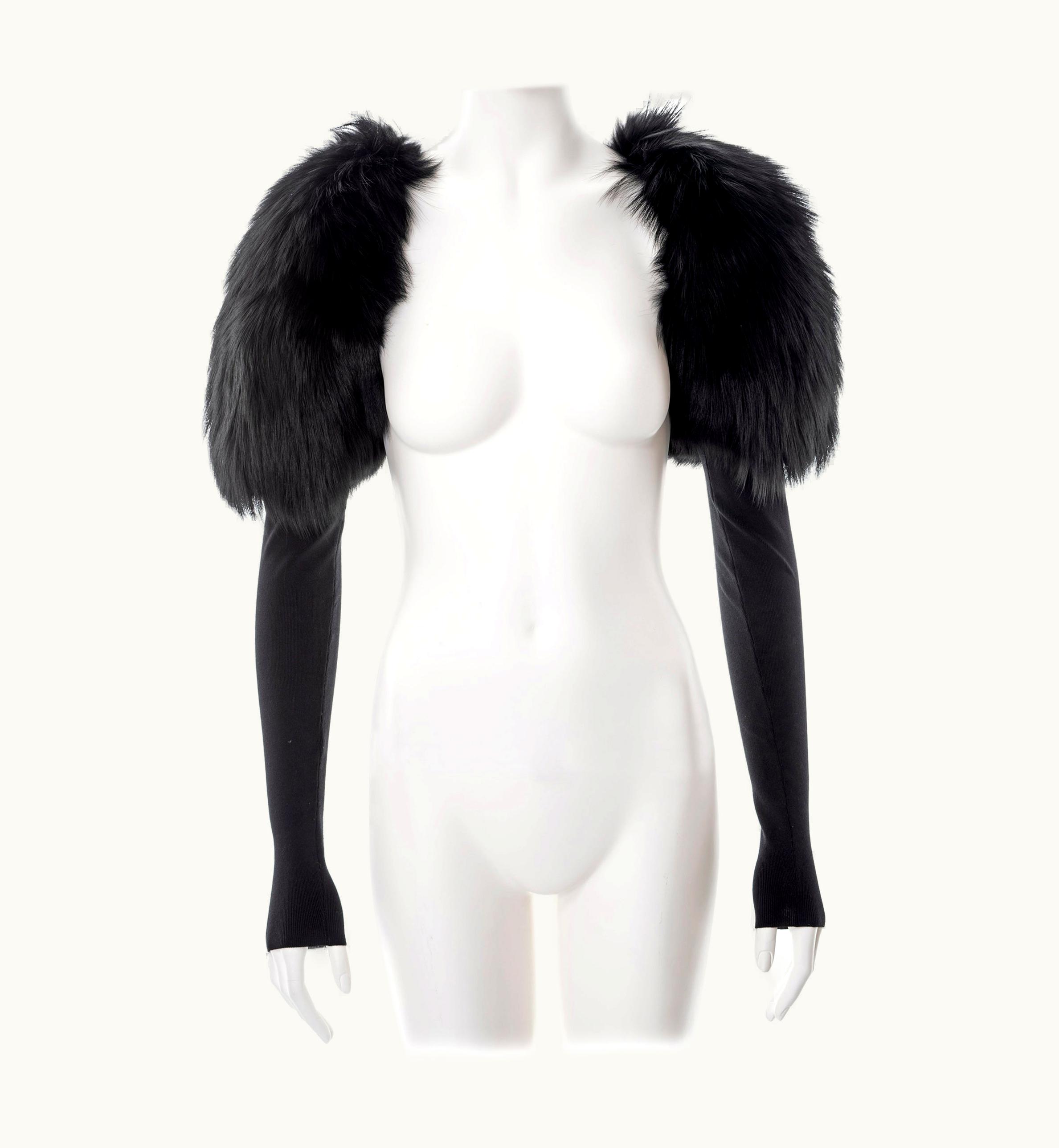 Gucci By Tom Ford Black Fox Fur And Silk Jersey Shrug, AW 2003
