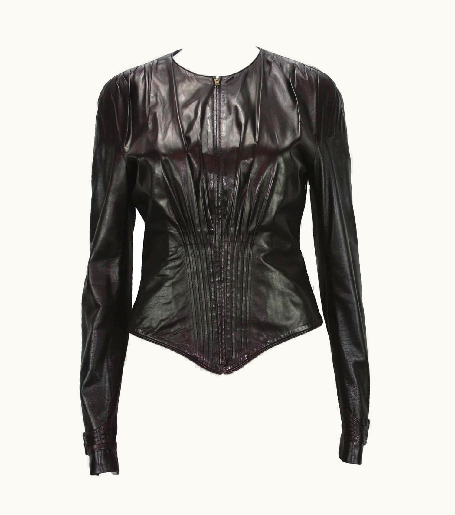 Gucci Tom Ford For Gucci AW Runway 2003 Brown Super Soft Leather Jacket It 44 - Us