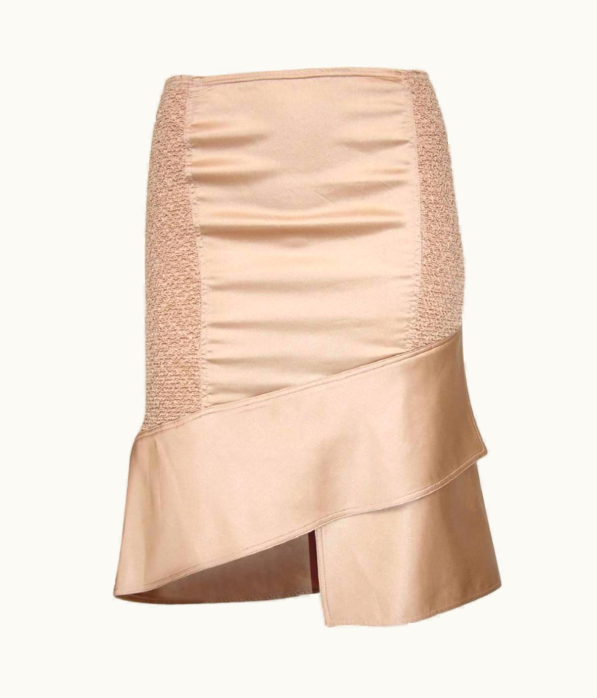 Gucci Tom Ford For Gucci S/S Runway 2004 Blush Nude Silk Asymmetrical Skirt It 40 &