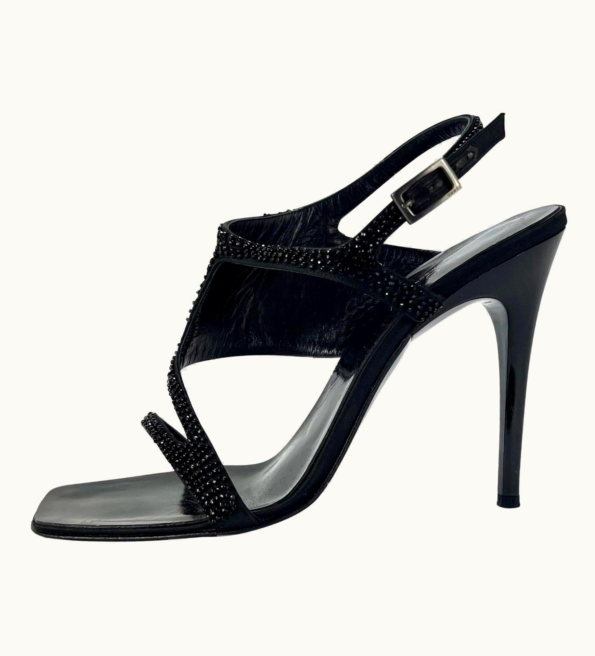 Gucci Early 2000s Gucci Tom Ford Black Beaded Strap Heels c