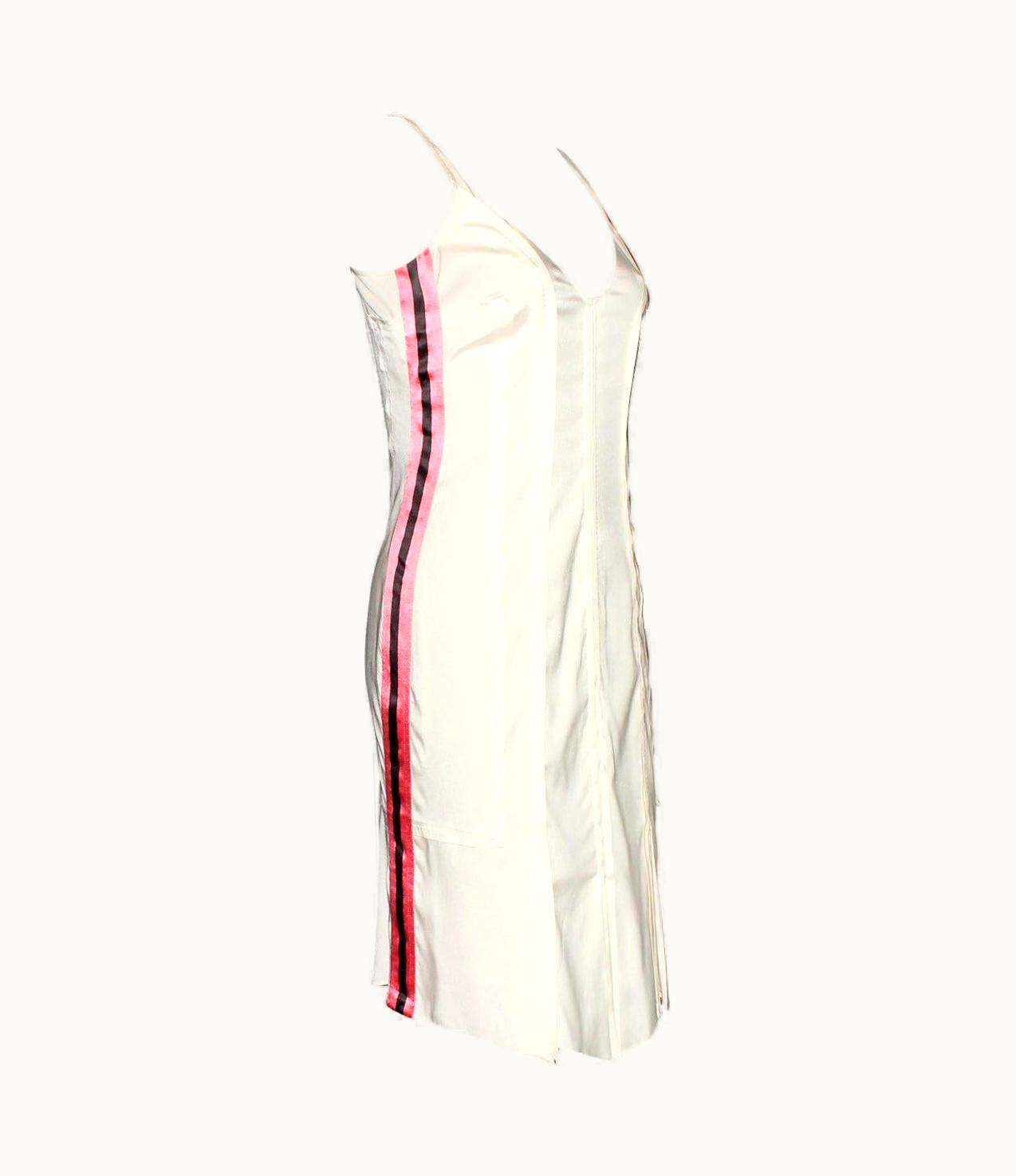 Gucci Gucci By Tom Ford Pleated Powder Silk Dress With Stripes