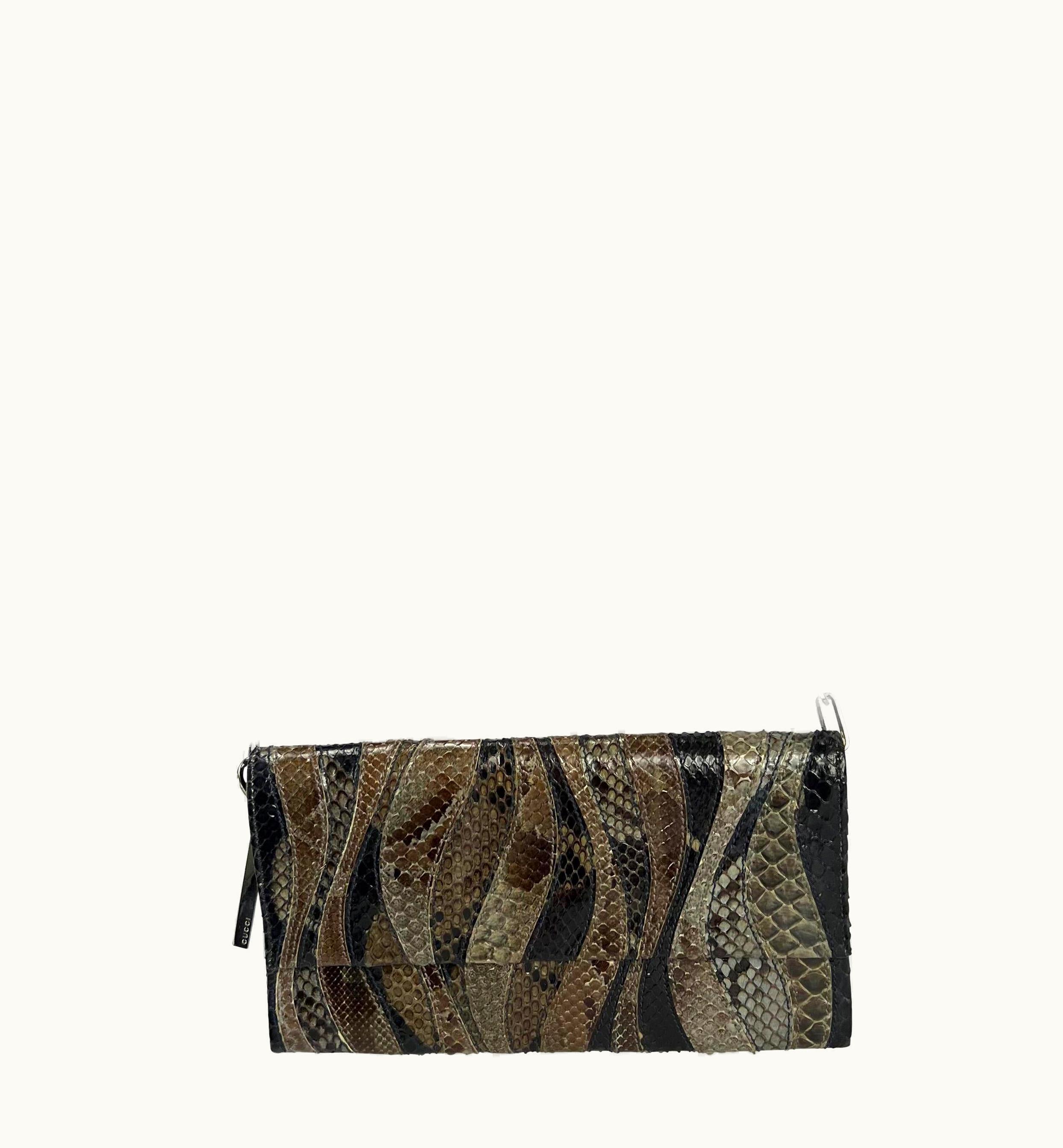 Gucci S/S 2000 Gucci By Tom Ford Python Abstract Panel Chain Flap Bag