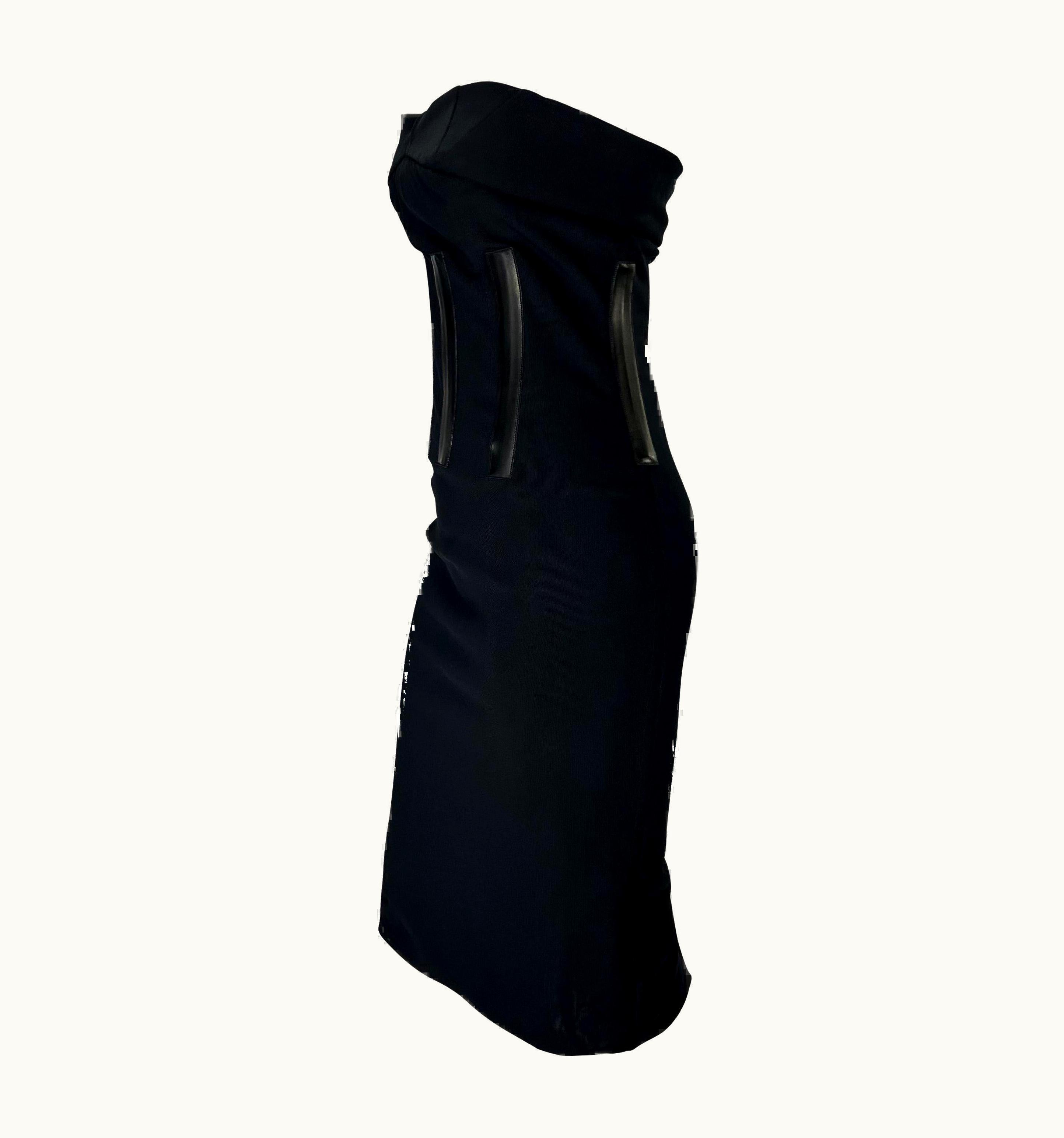 Gucci S/S 2001 Gucci By Tom Ford Runway Strapless Leather Accent Corset Runway Dress
