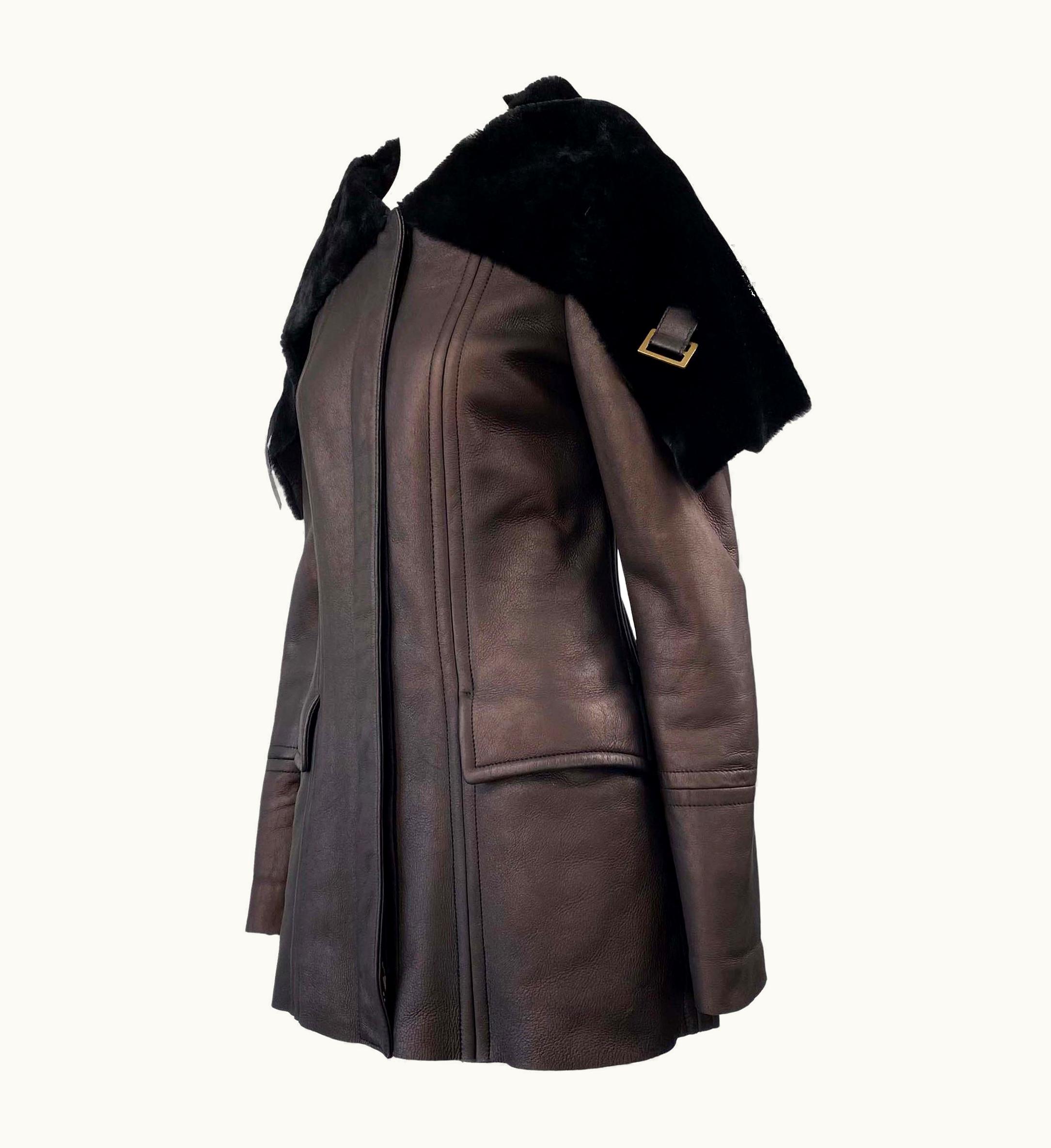 Gucci AW 2003 Gucci By Tom Ford Shearling Leather Metallic Oversized Collar