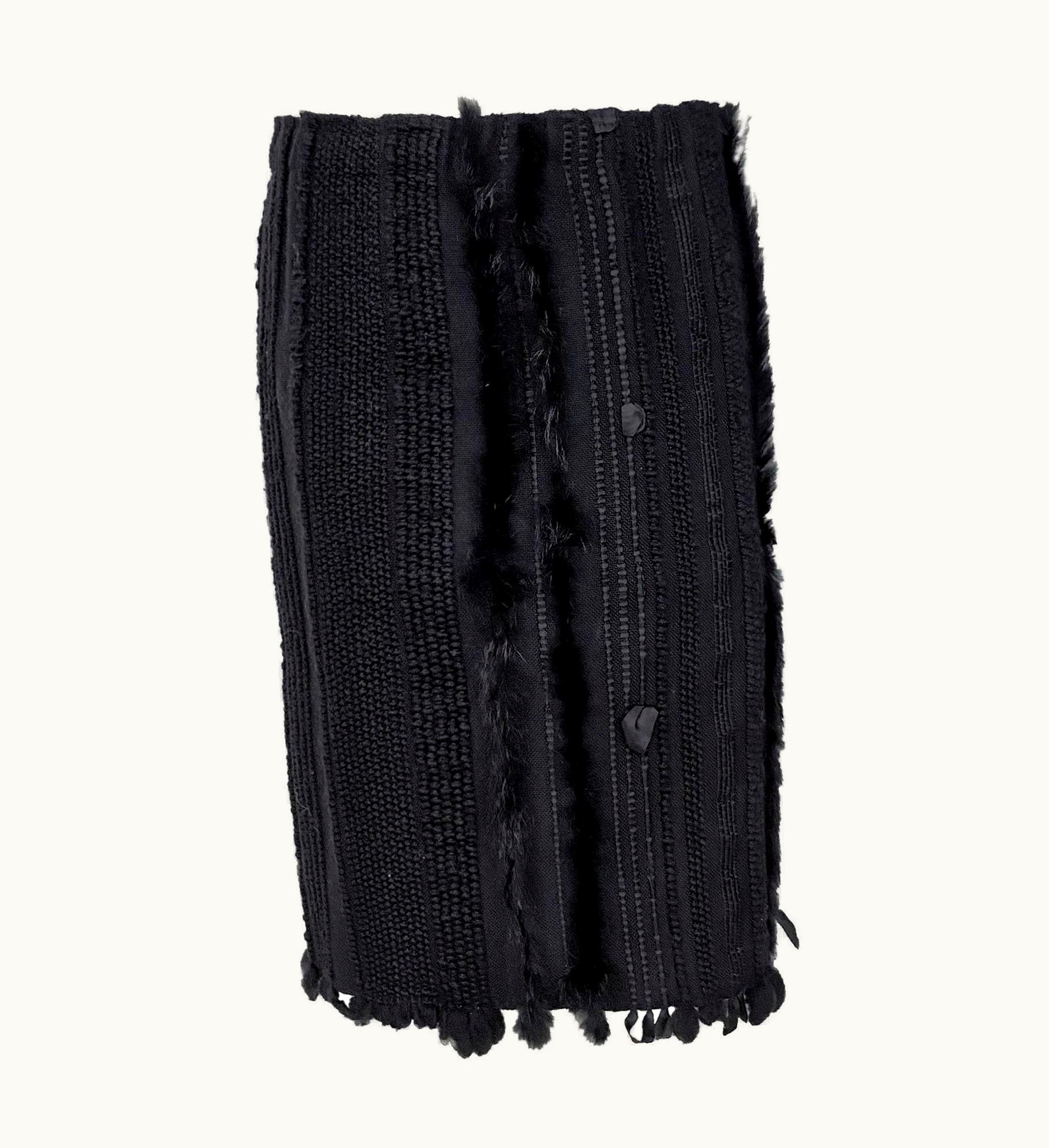 Gucci Gucci AW 2002 Wool And Fur Midi Skirt
