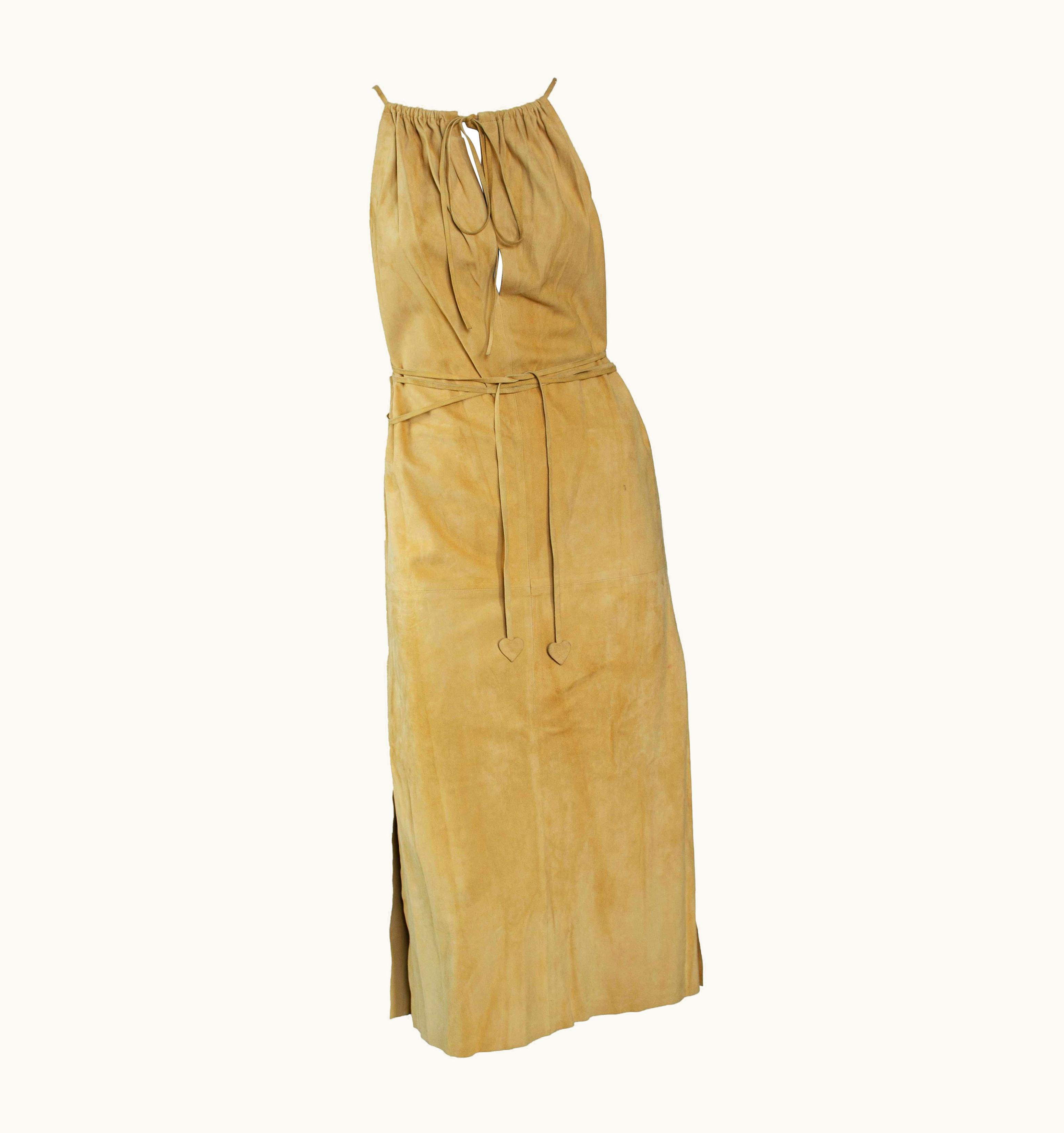 Gucci S/S 2002 Gucci By Tom Ford Runway Ad Suede Heart Belted Dress