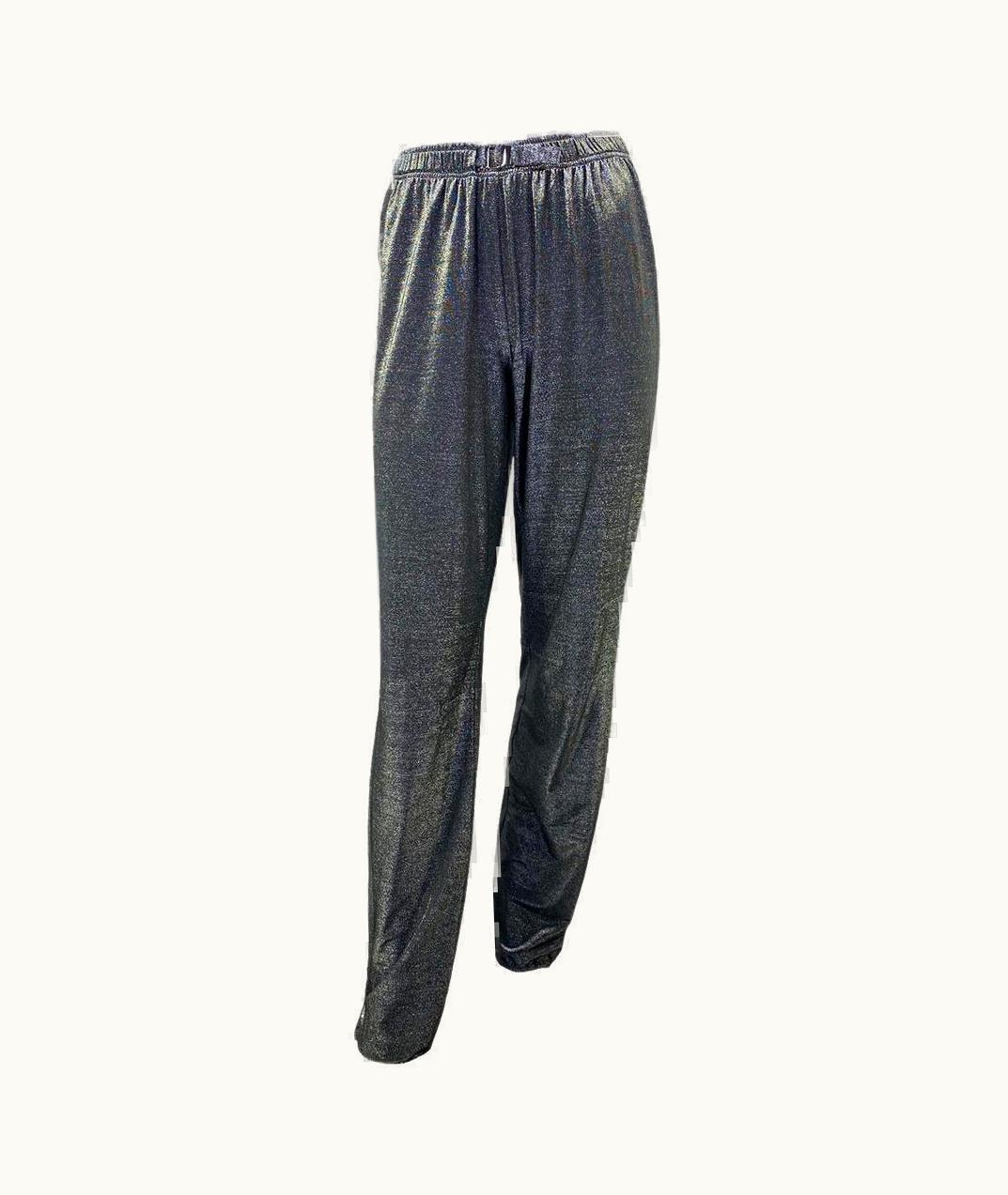 Gucci S/S 2000 Gucci By Tom Ford Silver Grey Metallic Elasticized Buckle Pants