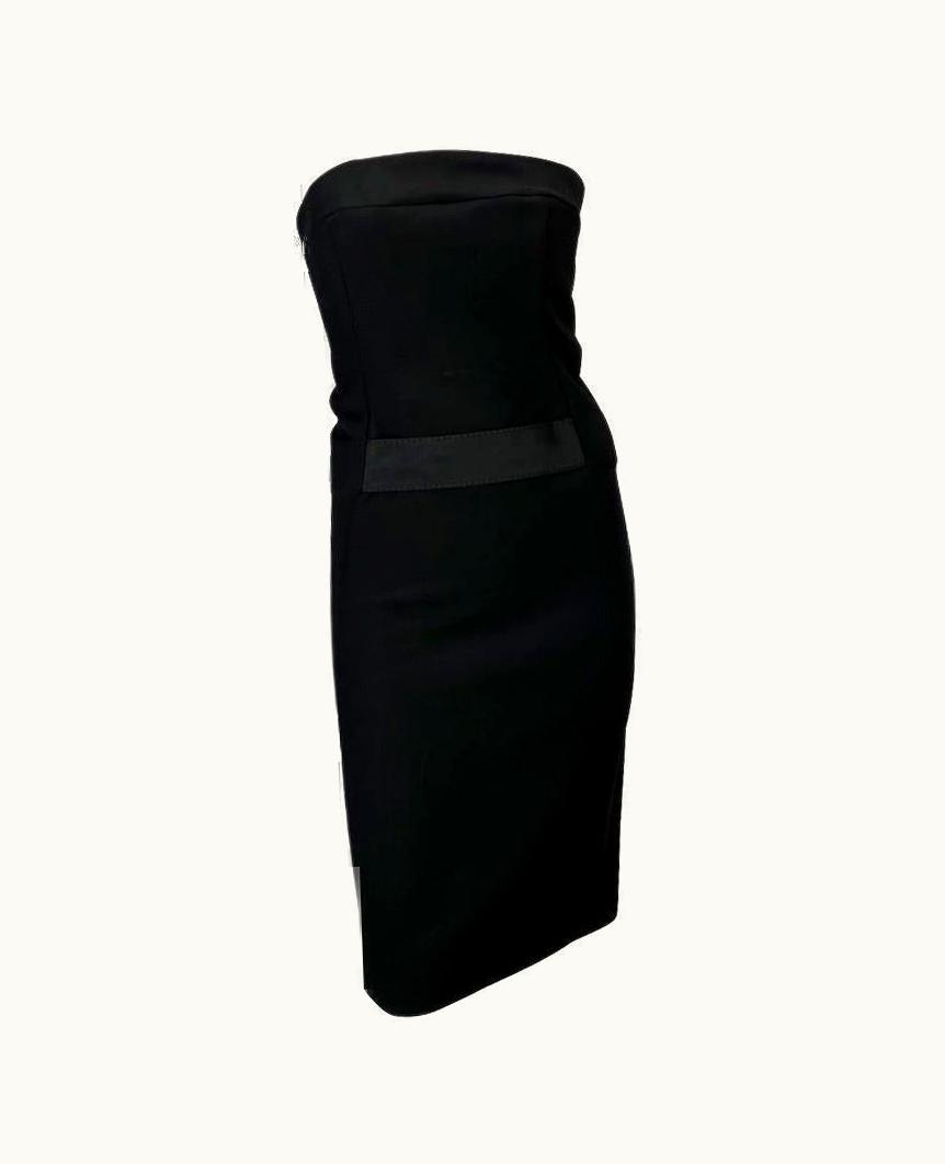 Gucci AW 2001 Gucci By Tom Ford Black Wool Bodycon Tube Dress