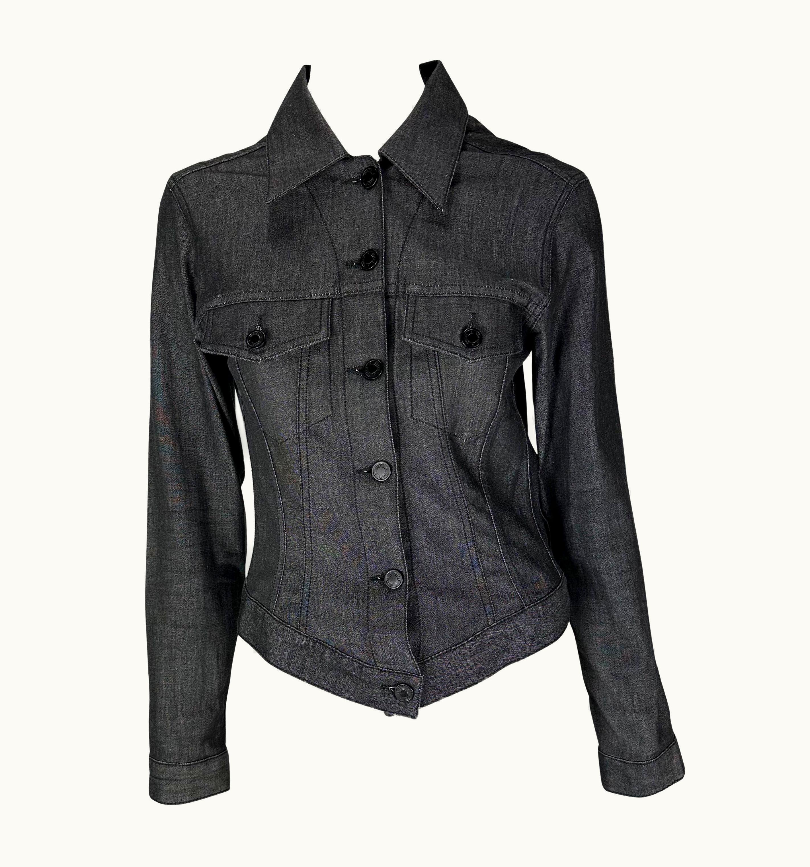 Gucci 2001 Gucci By Tom Ford Black Stretch Denim Cotton Monochrome Jacket