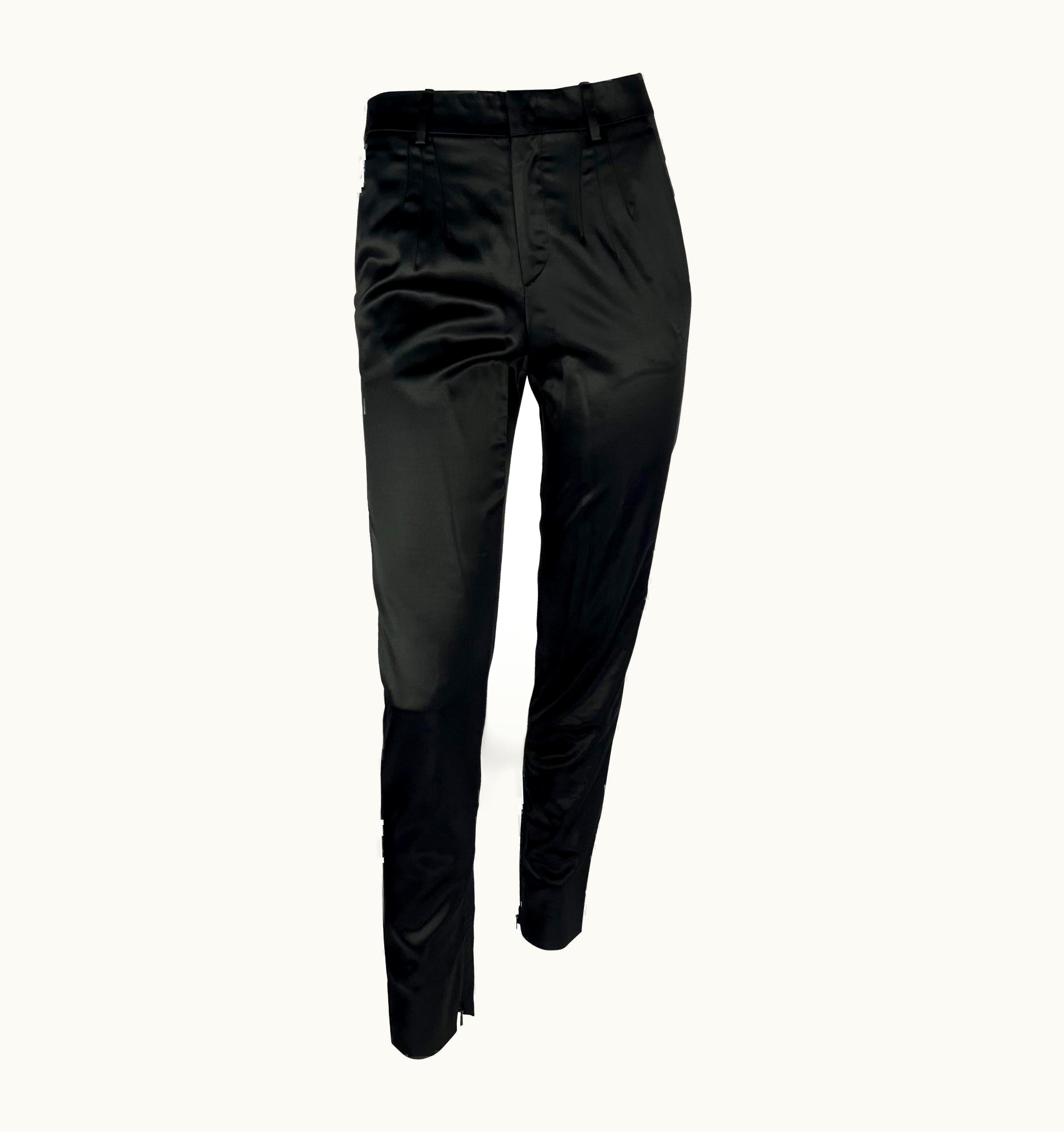 Gucci S/S 2001 Gucci By Tom Ford Black Satin Tapered Pants
