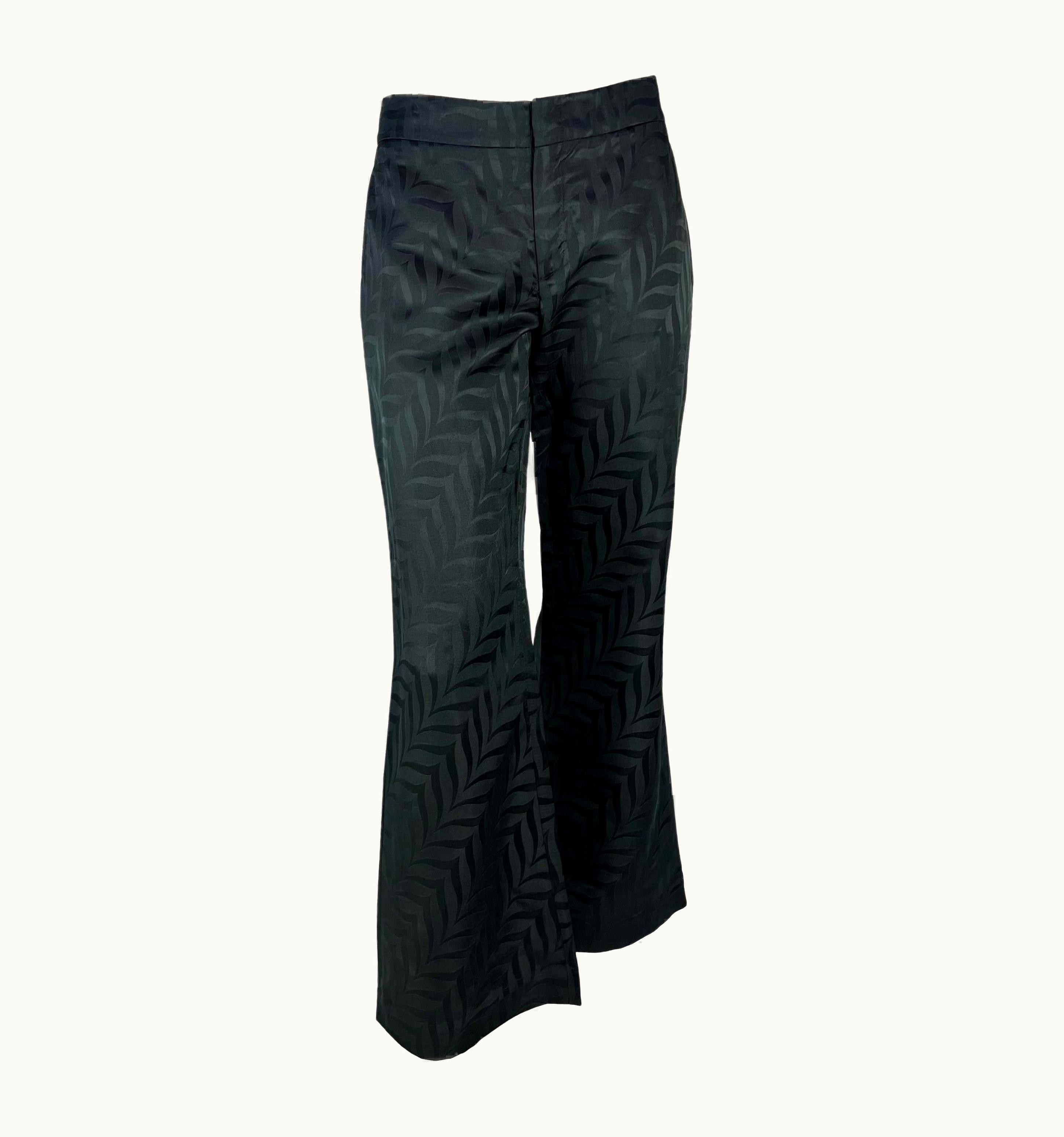 Gucci AW 2002 Gucci By Tom Ford Black Kimono Print Silk Flare Pants