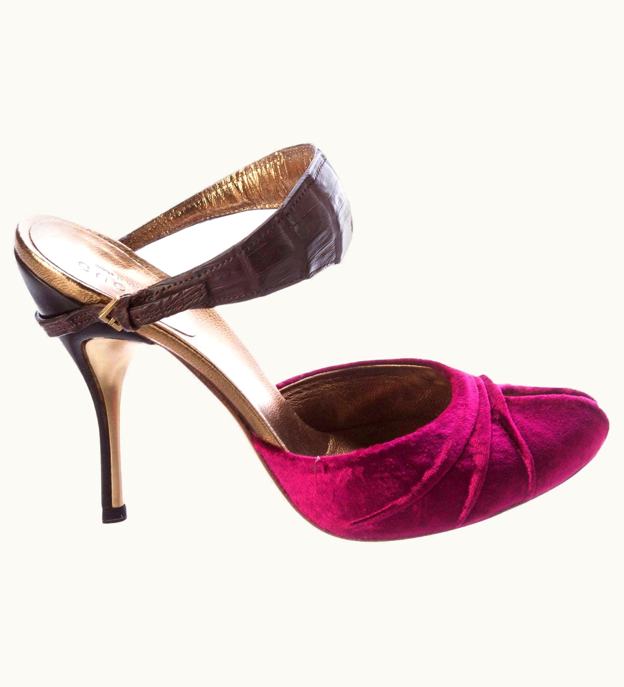 Gucci Gucci Velvet And Crocodile Heels Mules UZ0574669