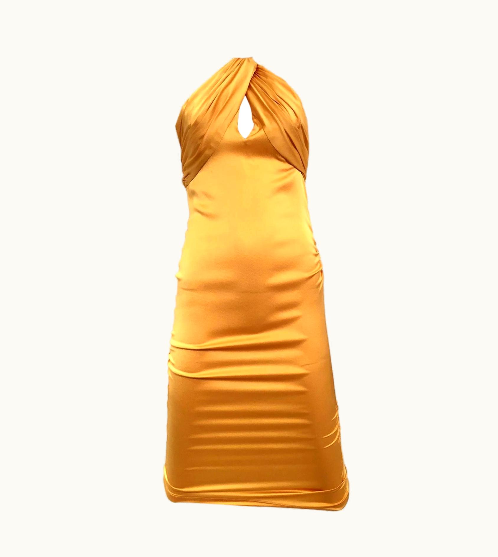 Gucci Gucci By Tom Ford Yellow Silk Charmeuse Cocktail Dress