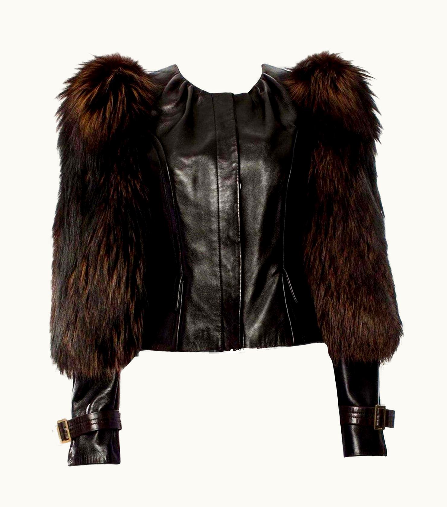 Gucci Rare Tom Ford For Gucci AW 2003 Fox Fur Gaga Runway Jacket Coat $9 UZ0574698