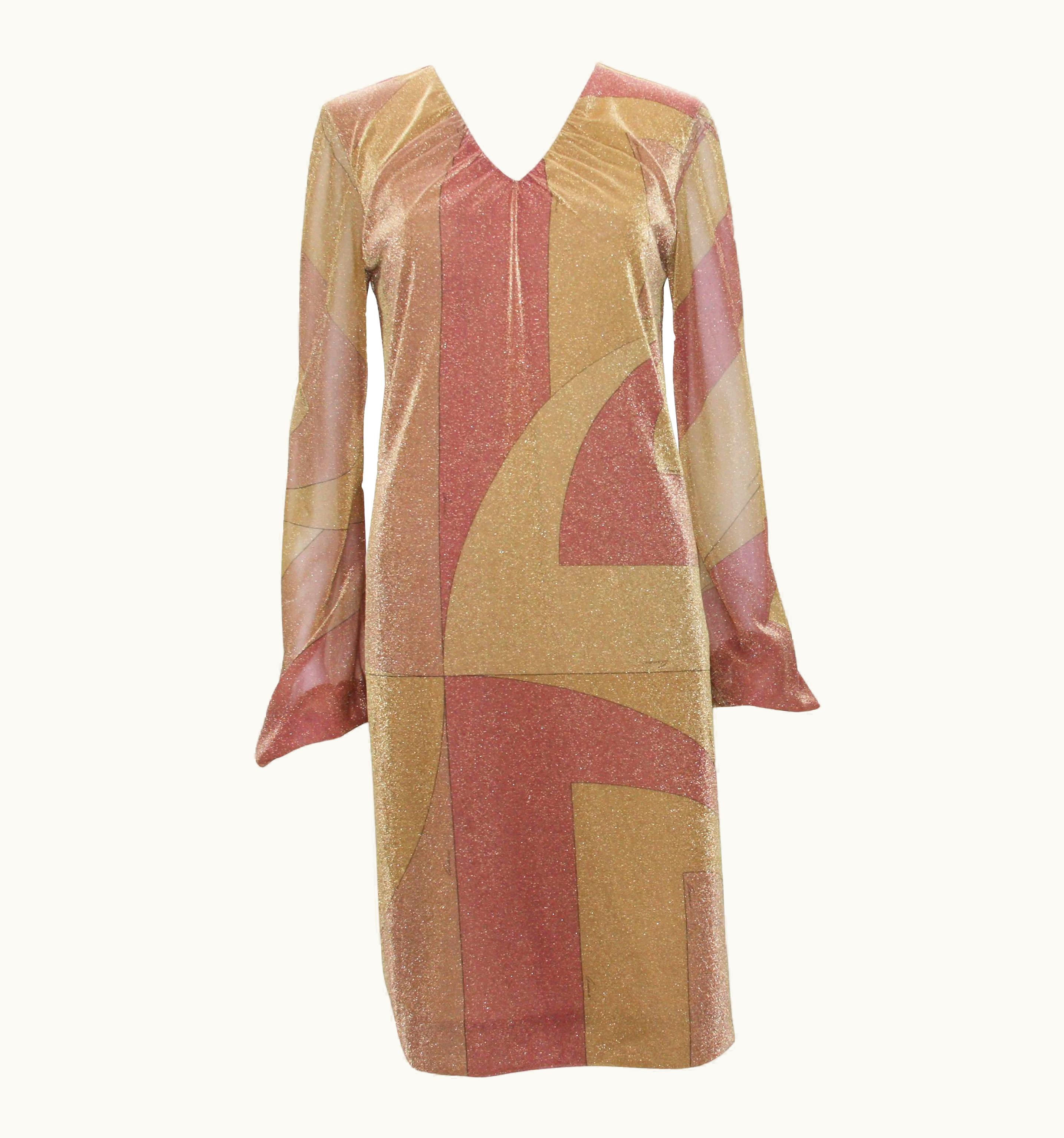 Gucci AW 2000 Tom Ford For Gucci Runway Lycra Metallic Cocktail Dress
