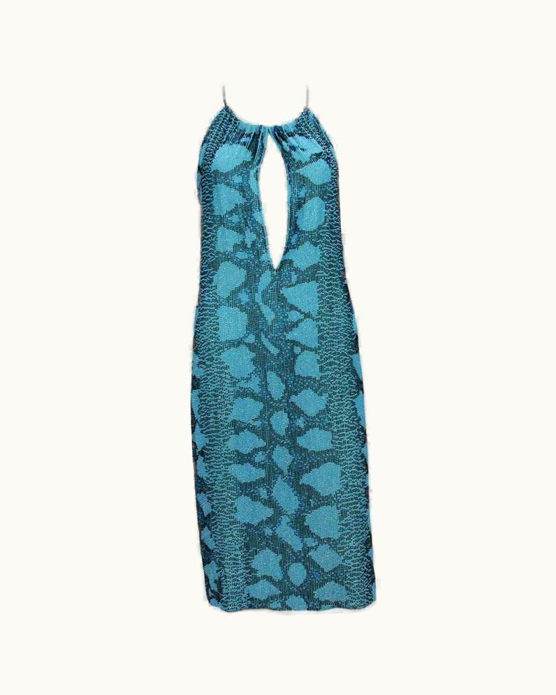 Gucci Tom Ford For Gucci S/S 2000 Campaign Fully Beaded Python Cocktail Dress UZ0574702