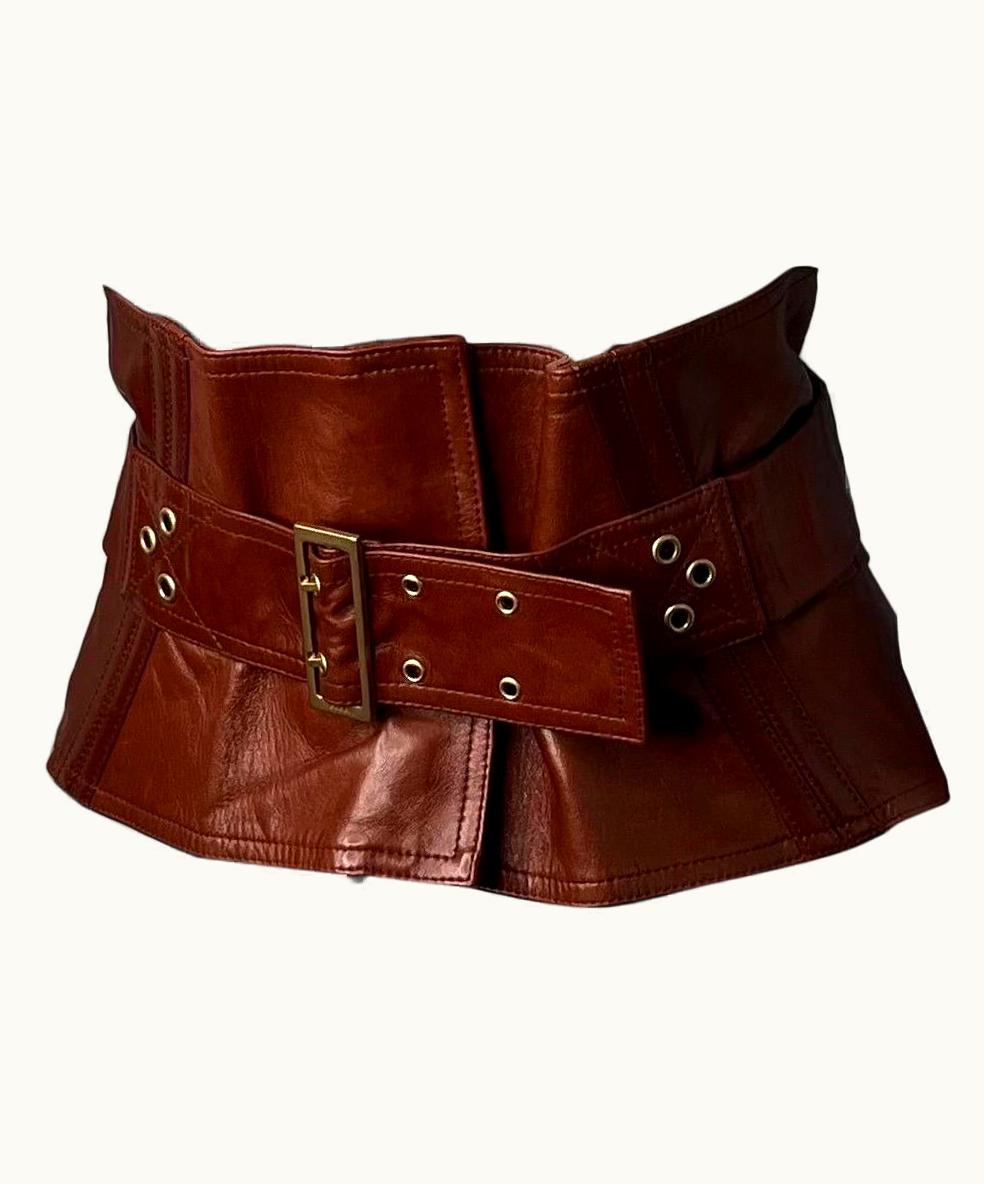Gucci Gucci By Tom Ford 2003 Cognac Genuine Leather Corset Belt