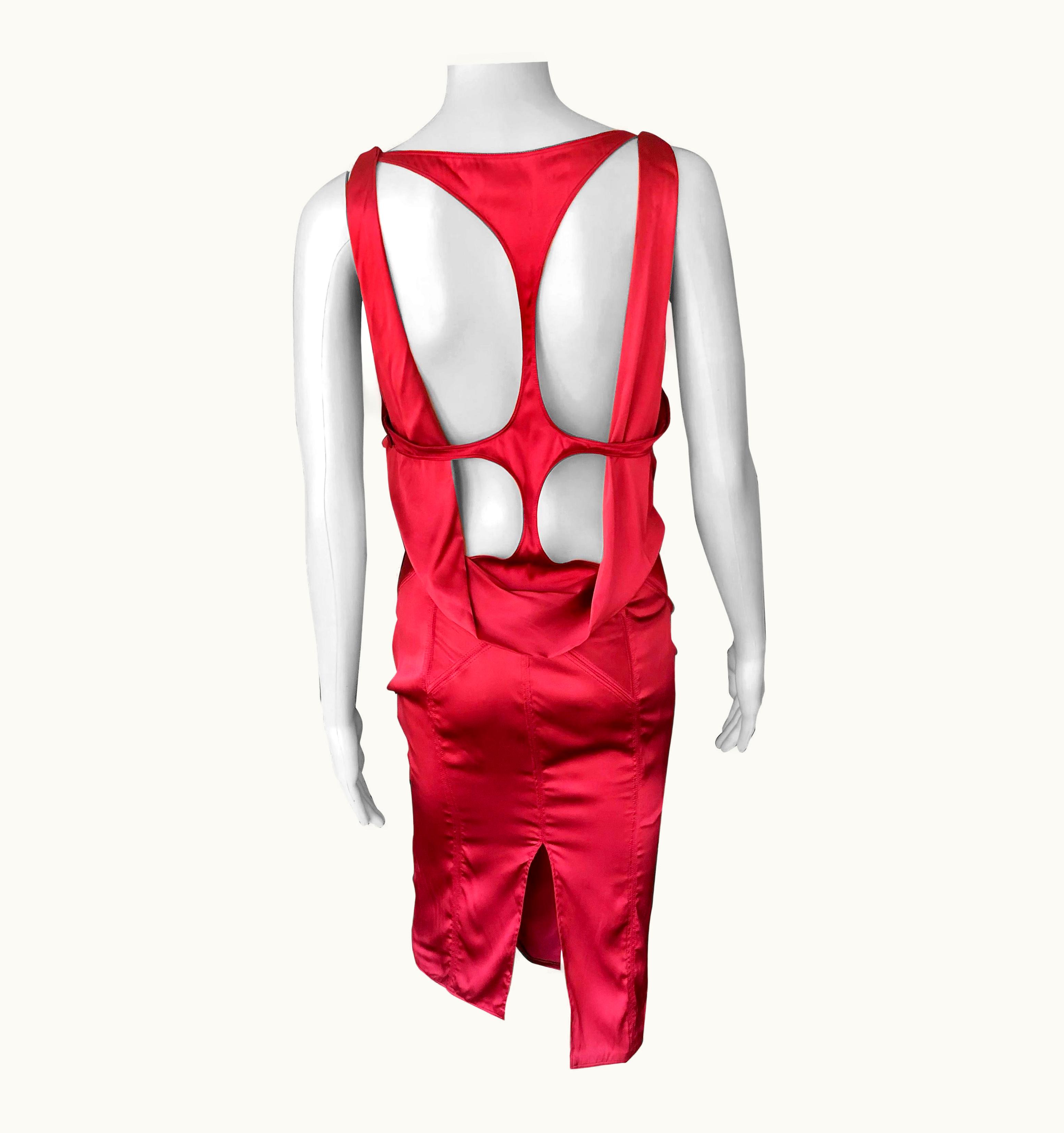 Gucci Tom Ford For Gucci AW 2003 Runway Cutout Bustier Silk Dress