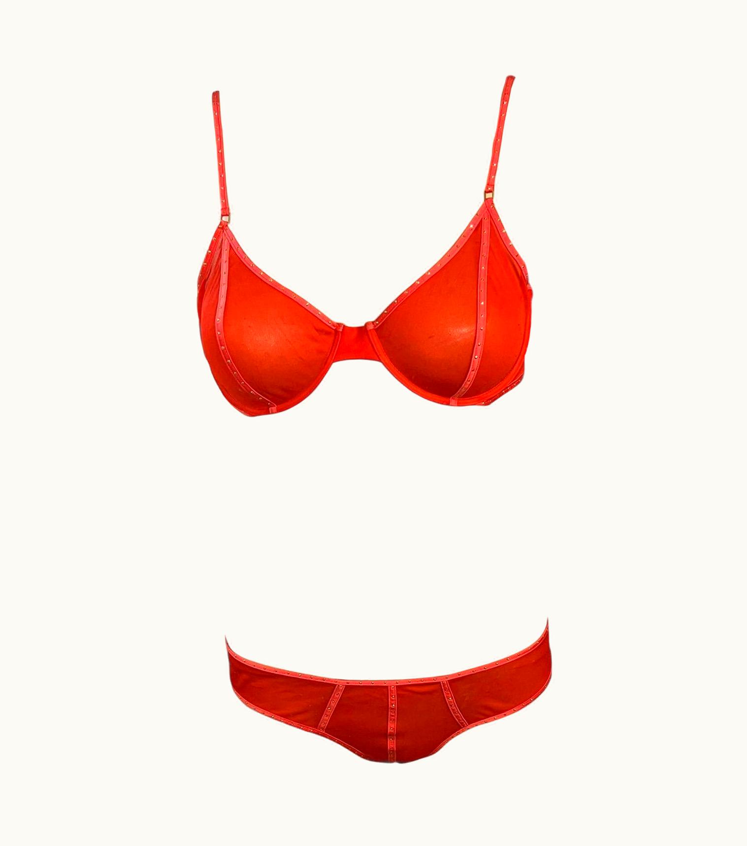 Gucci Tom Ford For Gucci AW 2003 Bondage Studded Bra & Panty Lingerie 2 Piece Set