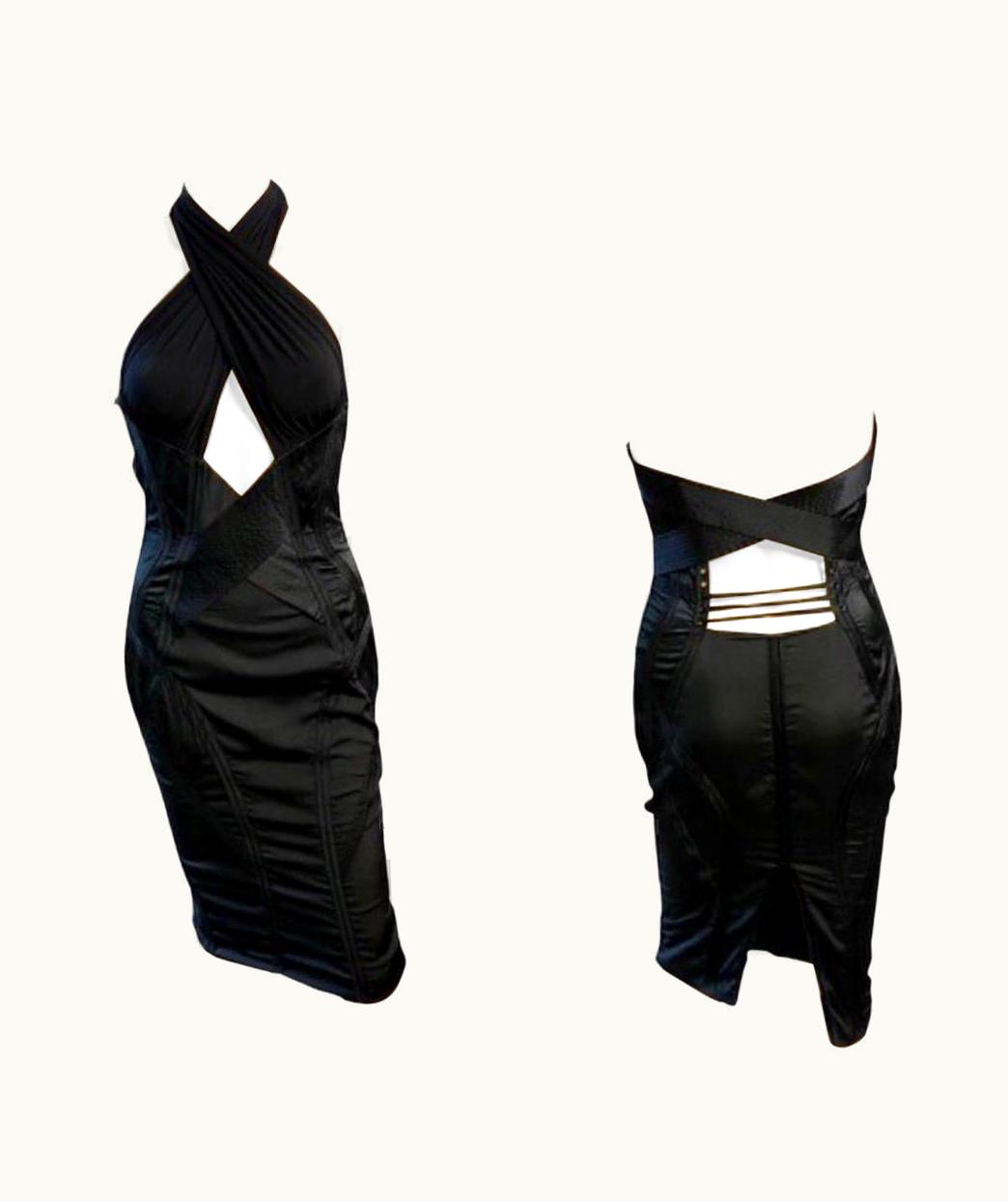 Gucci Tom Ford For Gucci AW 2003 Runway Cutout Silk Black Dress UZ0574754