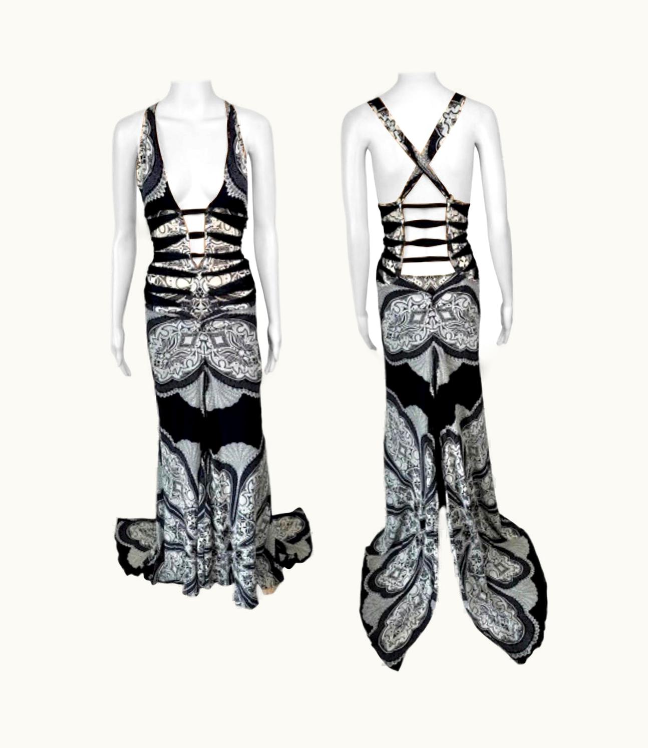 Gucci Tom Ford For Gucci Cruise 2004 Plunging Cutout Strappy Silk Evening Dress Gown