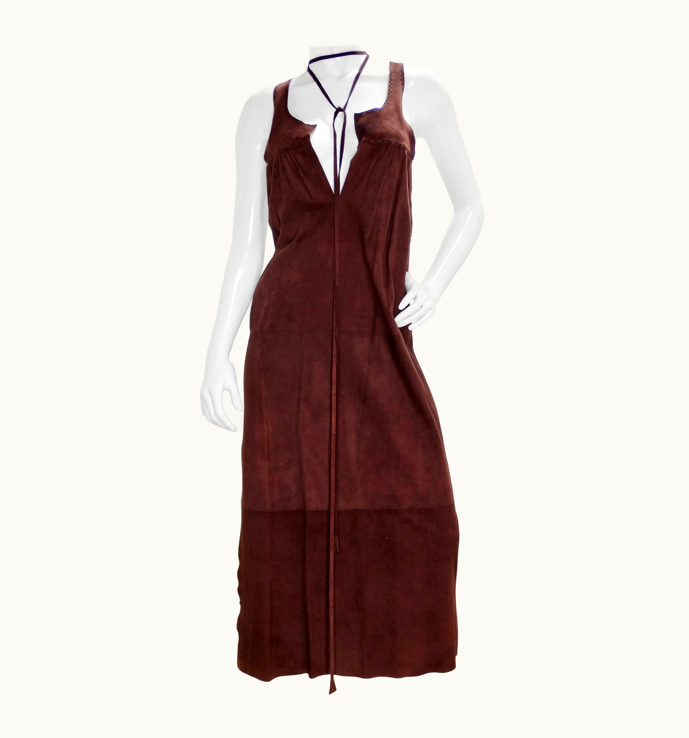 Gucci Tom Ford For Gucci 2002 Brown Suede Dress
