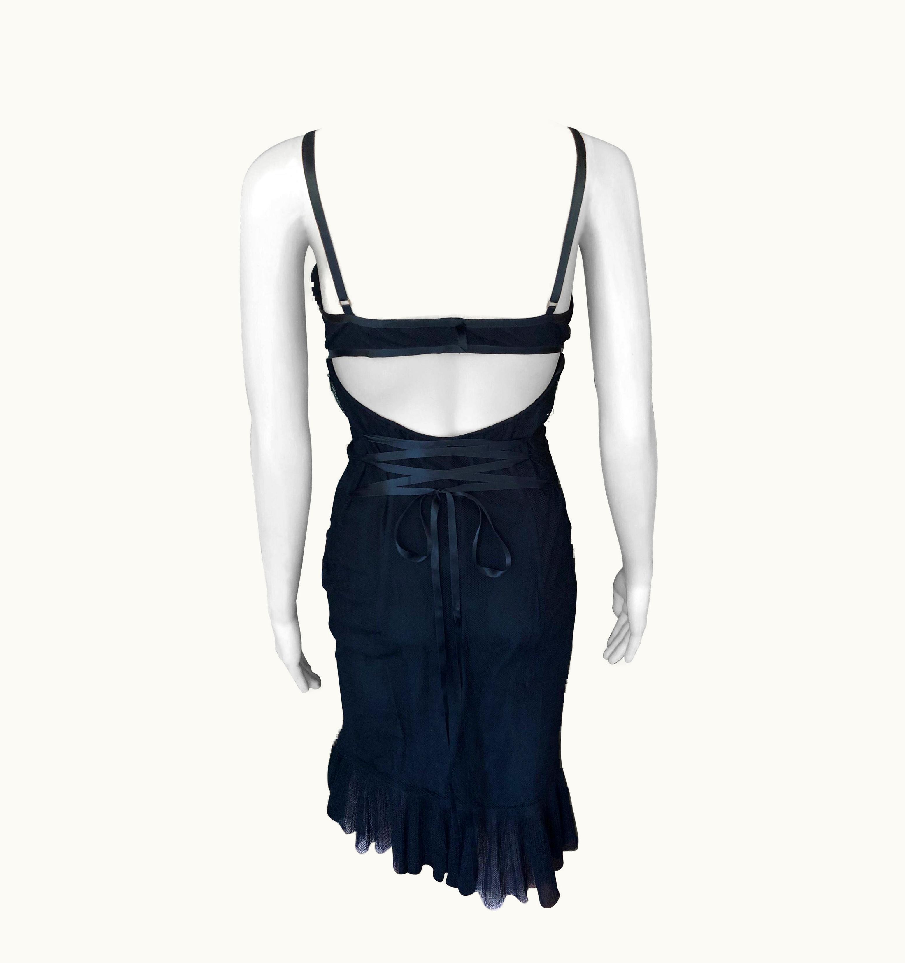 Gucci Gucci By Tom Ford AW 2001 Cutout Back Mesh Black Dress UZ0574791