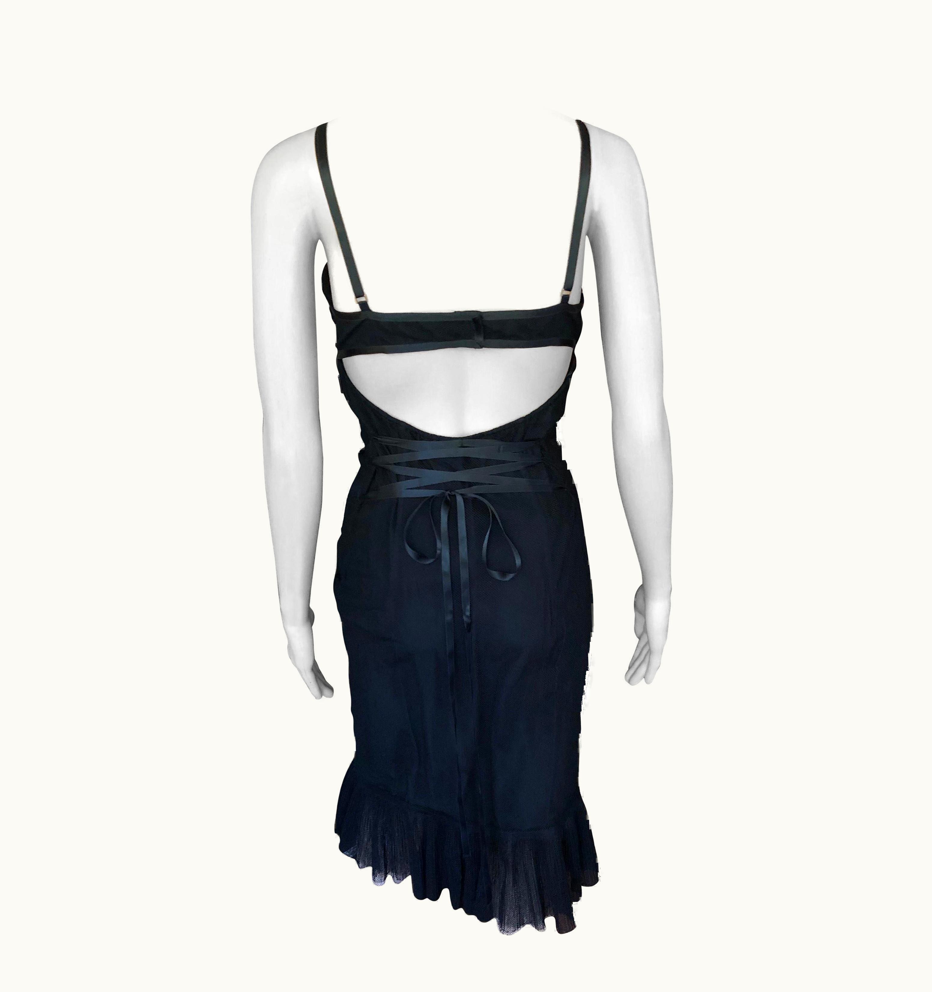 Gucci Gucci By Tom Ford AW 2001 Cutout Back Mesh Black Dress UZ0574794