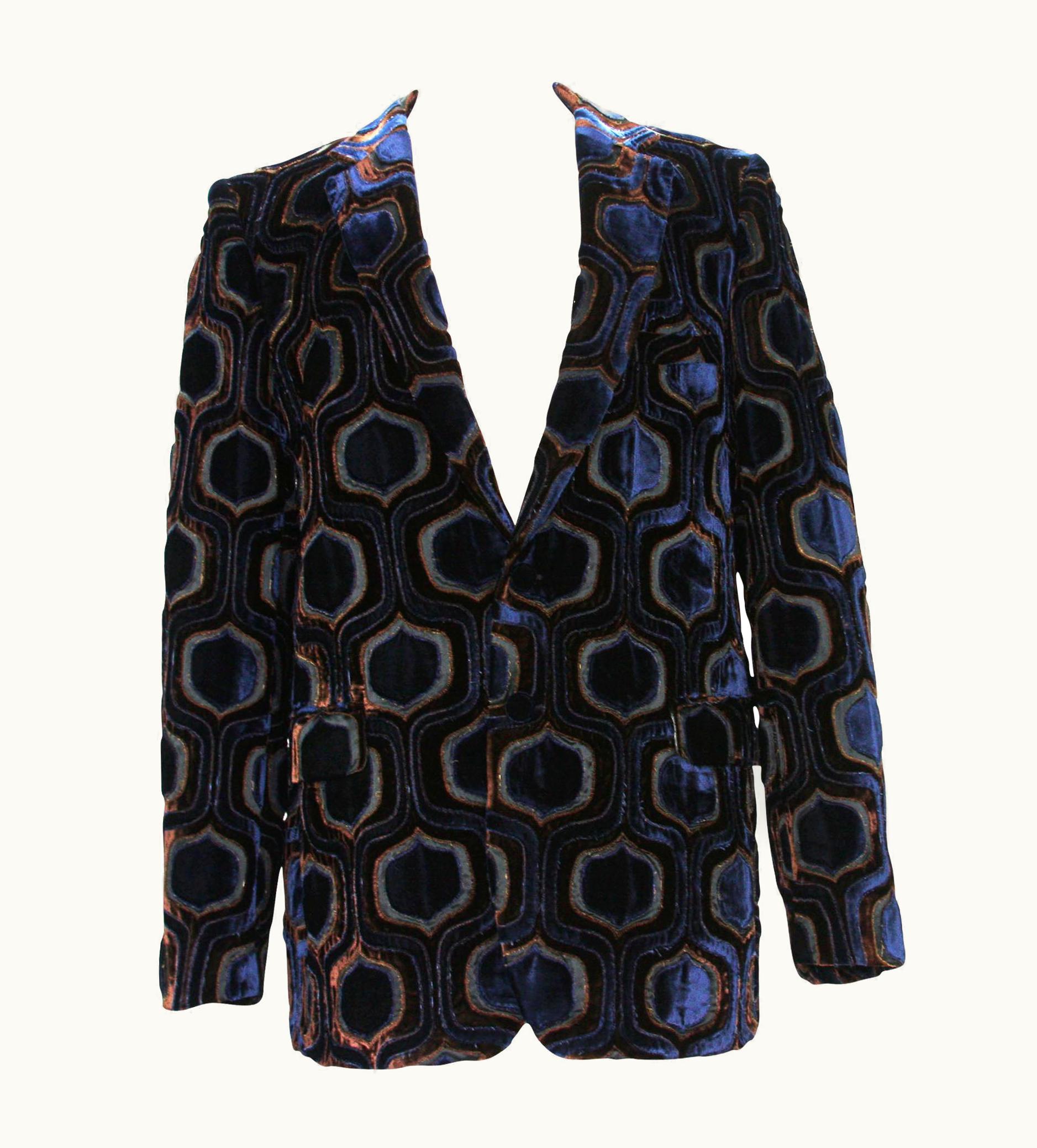 Gucci Tom Ford For Gucci AW 2000 Runway Men' Velvet Evening Jacket Blazer 54 - Us