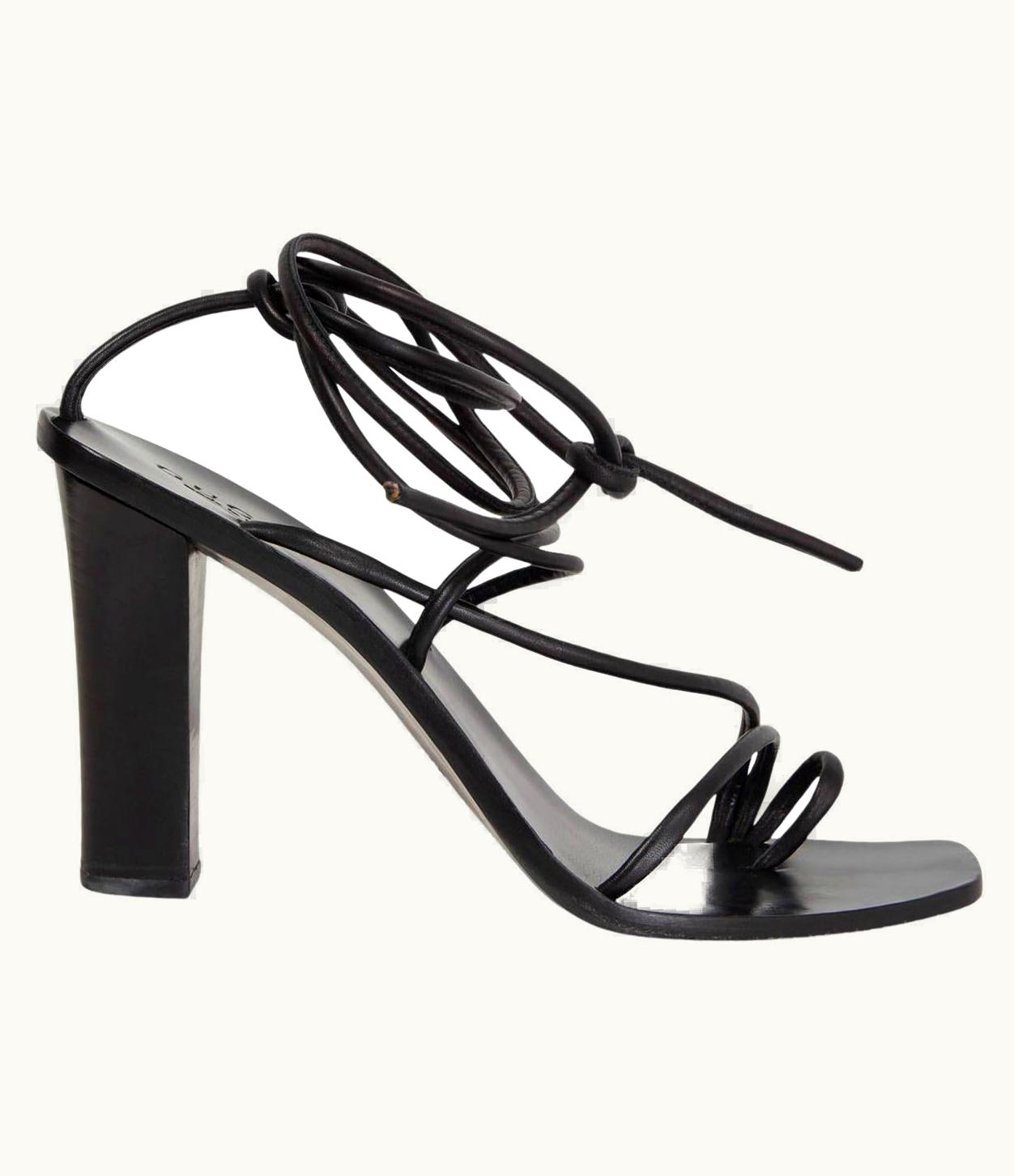 Gucci Gucci Tom Ford Black Leather Block Heel Sandals Shoes