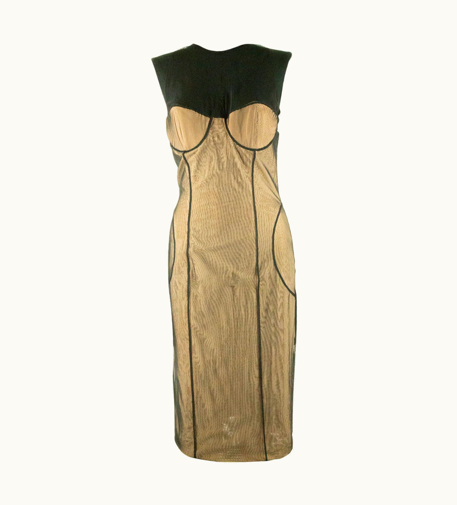 Gucci 2001 Gucci By Tom Ford Black Stretch Tulle Dress