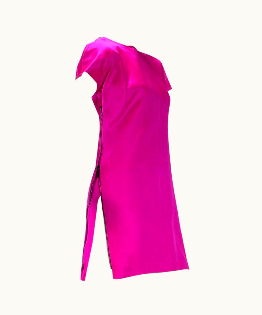 Gucci AW 2001 Vintage Tom Ford For Gucci Hot Pink Dress With Exposed Zipper