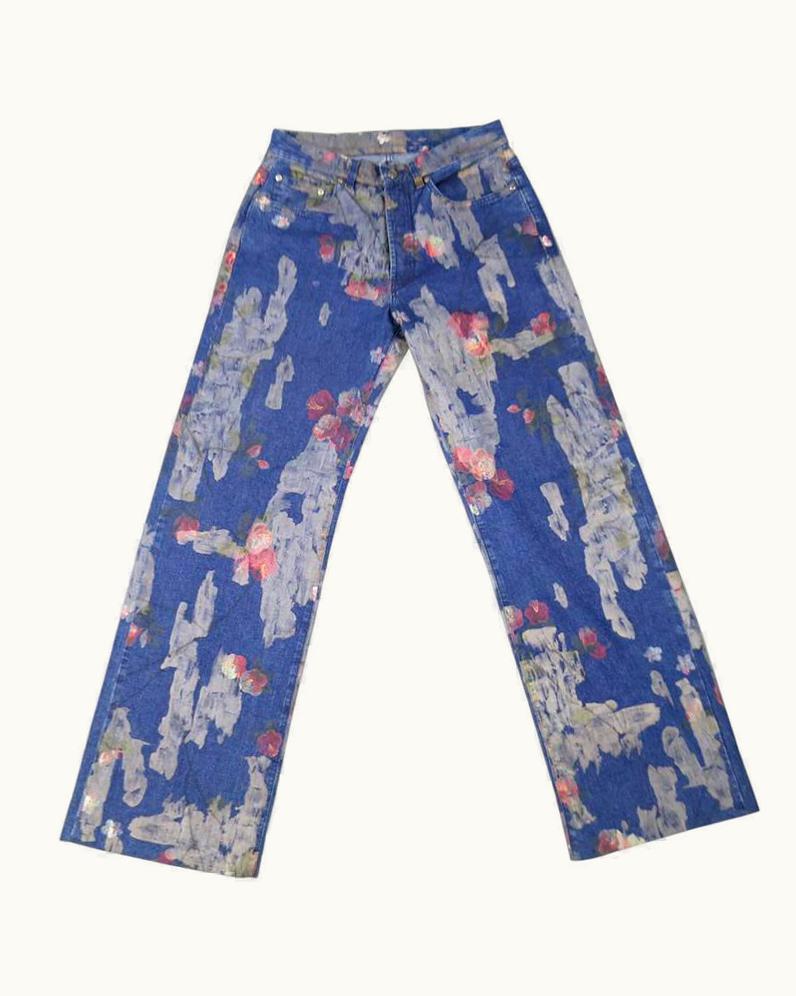 Gucci Gucci Floral Painted Medium Wash Jeans 2001