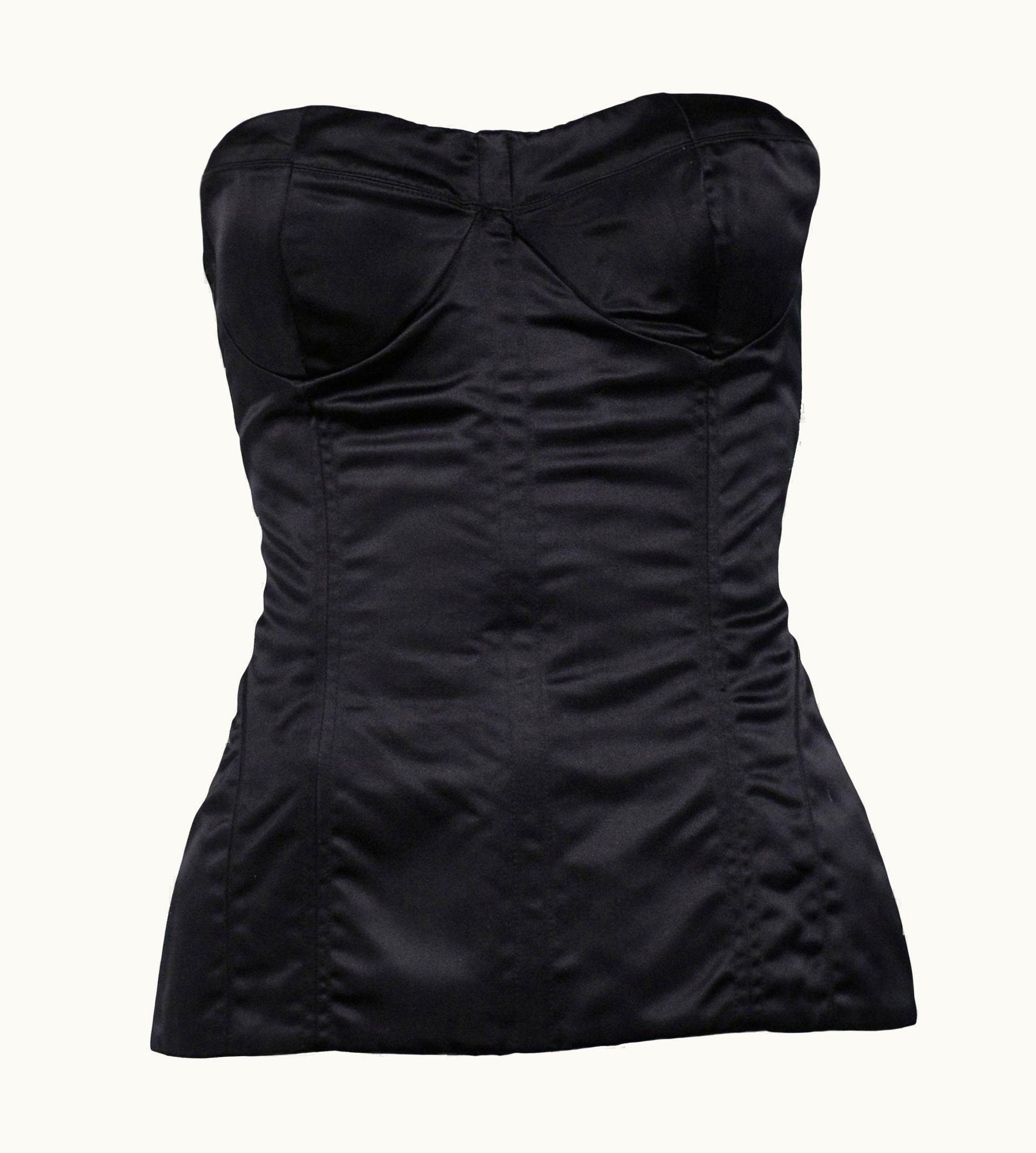 Gucci Gucci By Tom Ford Black Satin Corset Bustier Top 2001
