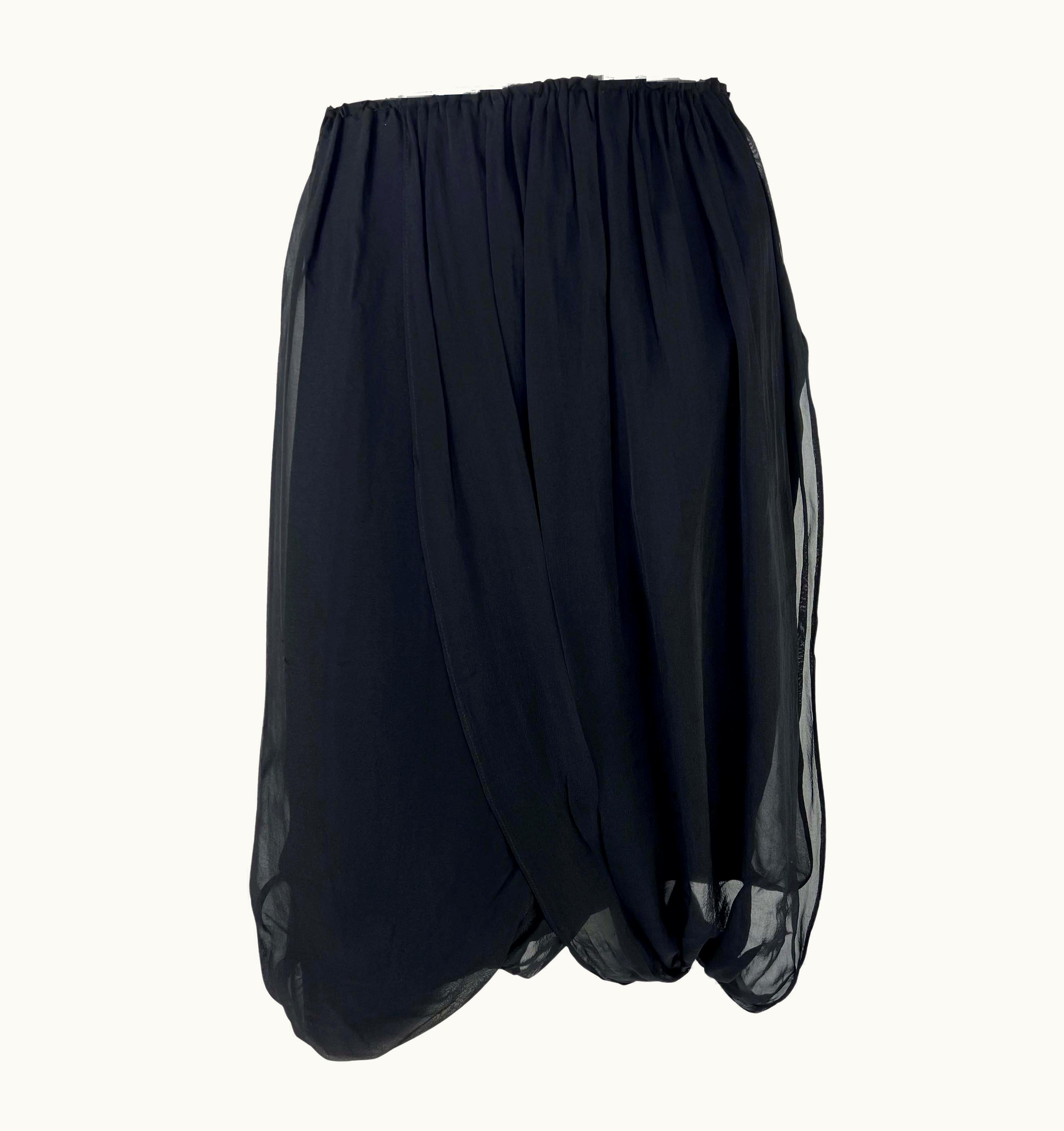 Gucci 2002 Gucci By Tom Ford Black Silk Chiffon Sheer Skirt