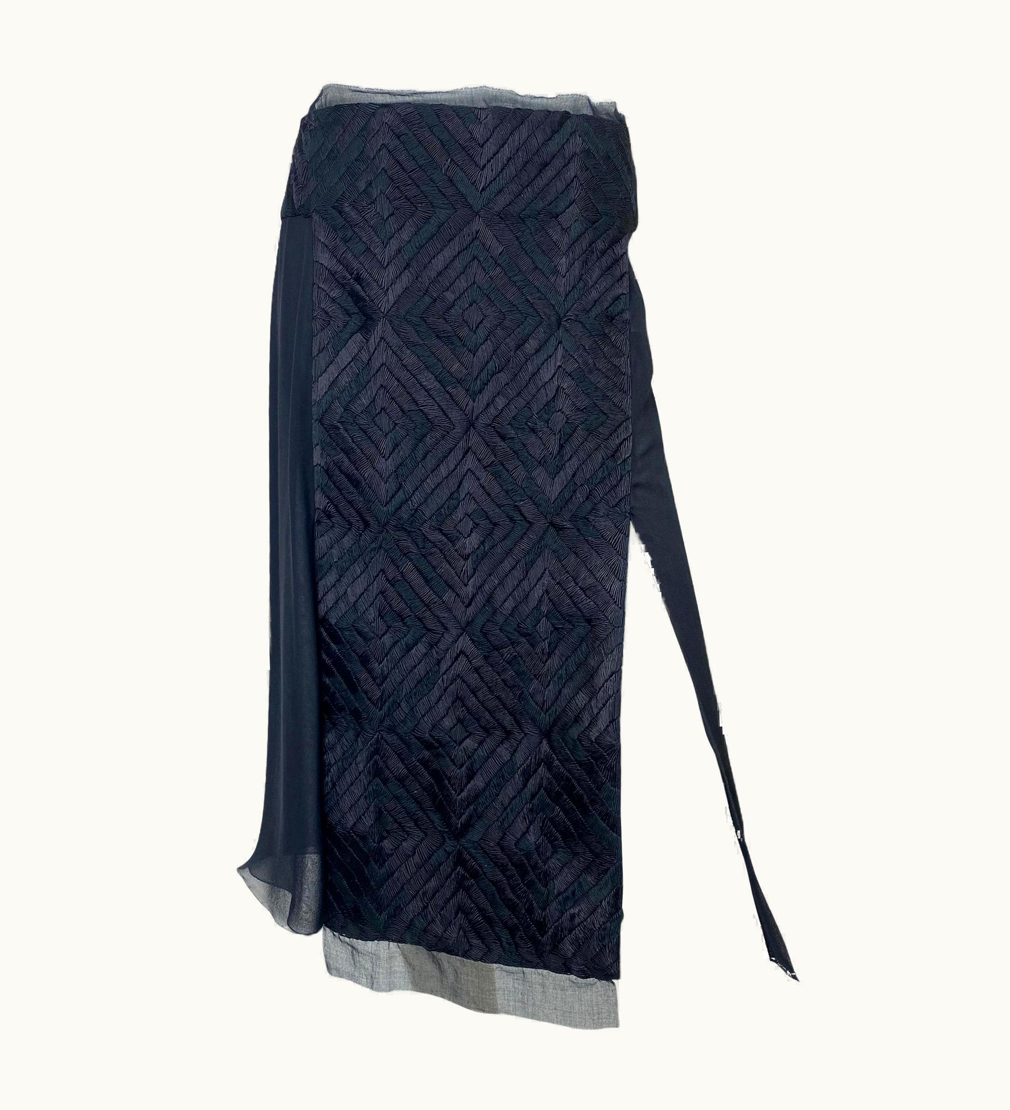 Gucci AW 2002 Tom Ford For Gucci Embroidered Silk Skirt