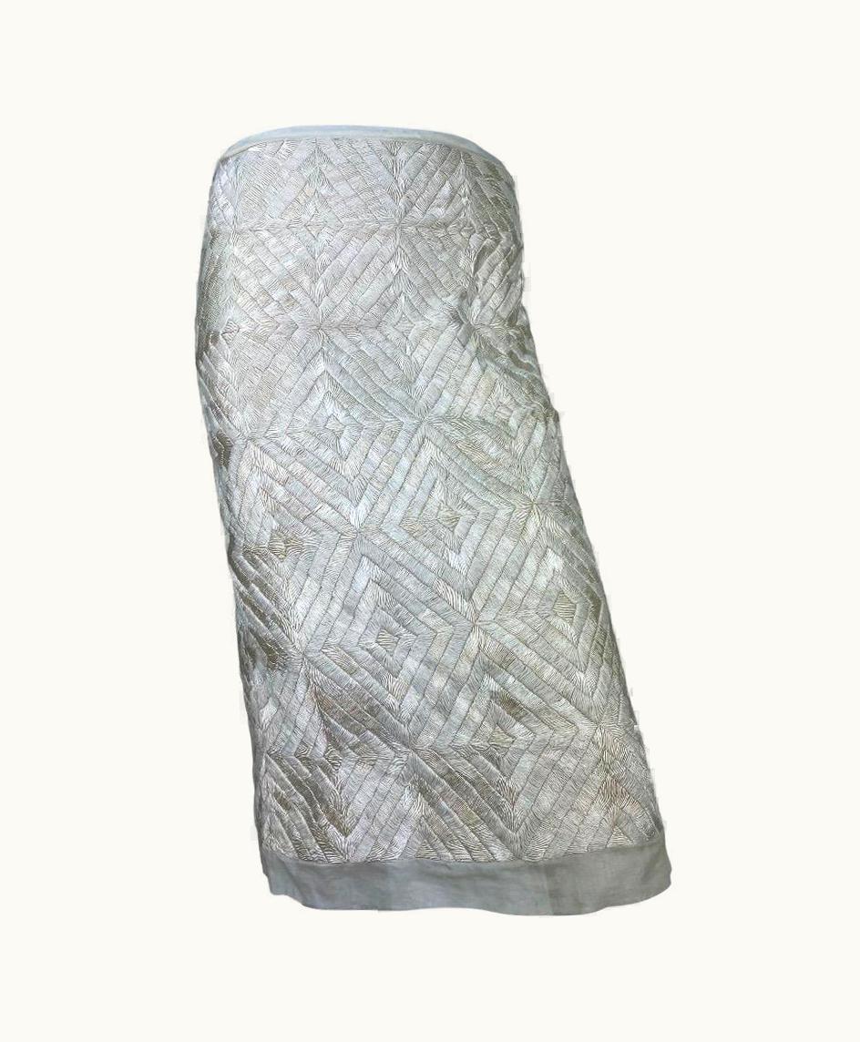 Gucci 2002 Vintage Tom Ford For Gucci Hand Embroidered Skirt In Pearl
