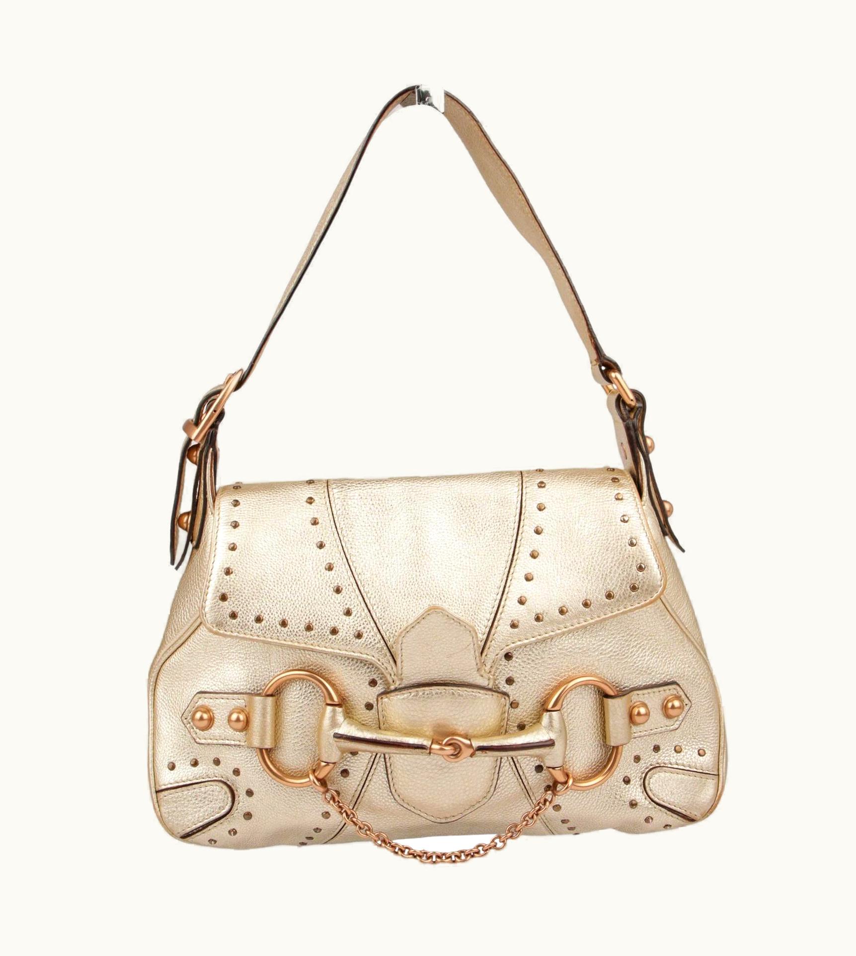 Gucci 2003 Vintage Tom Ford For Gucci Gold Leather Horsebit Bag