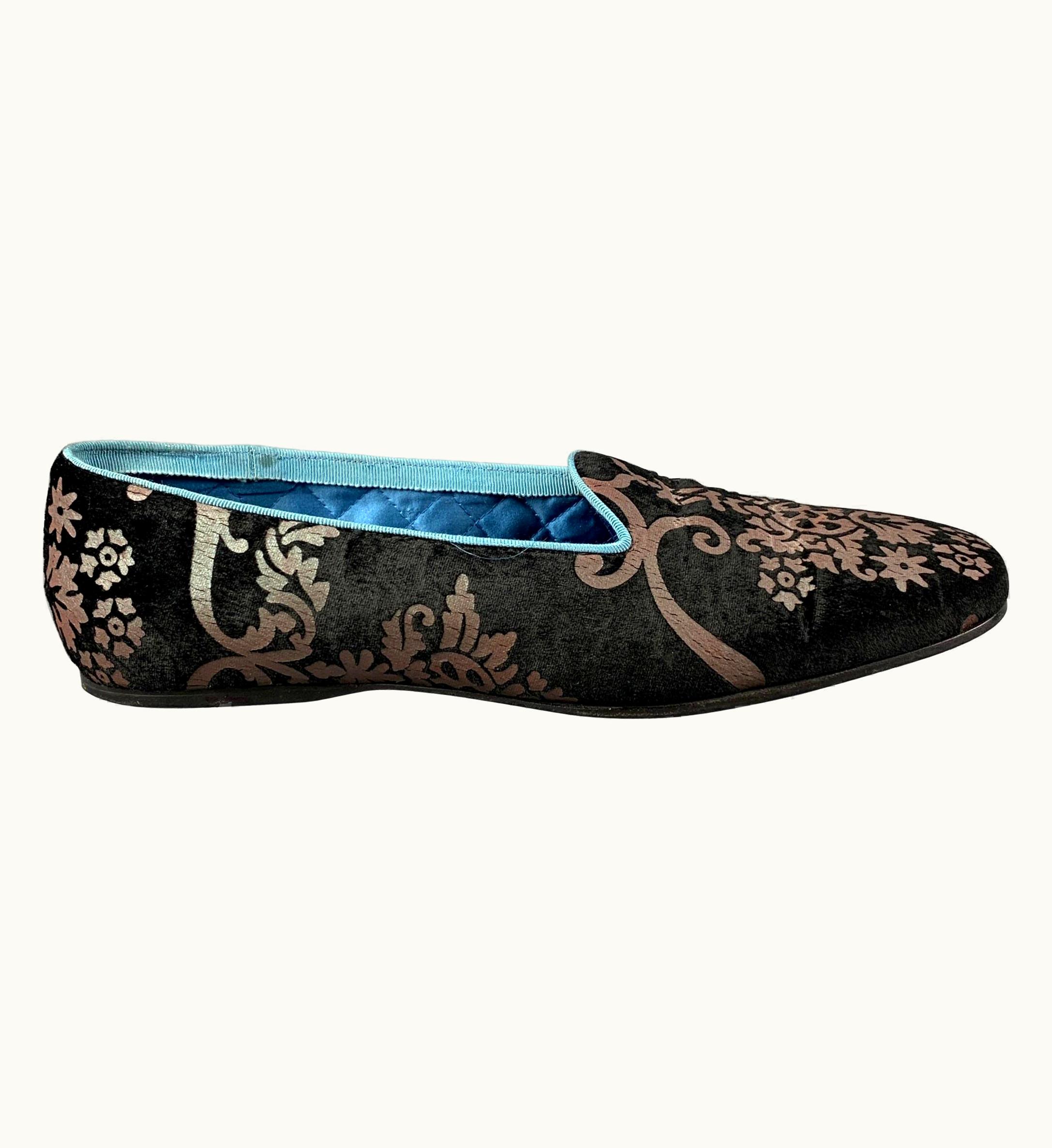 Gucci Vintage Gucci By Tom Ford 2003 Black Floral Jacquard Slippers Loafers