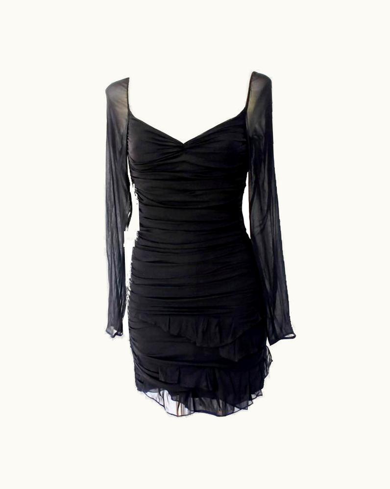Gucci Gucci Tom Ford Spring 2003 Black Ruched Silk Dress