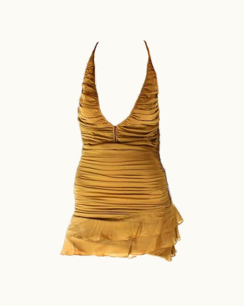 Gucci Famous Gucci Tom Ford Spring 2003 Ruched Silk Dress
