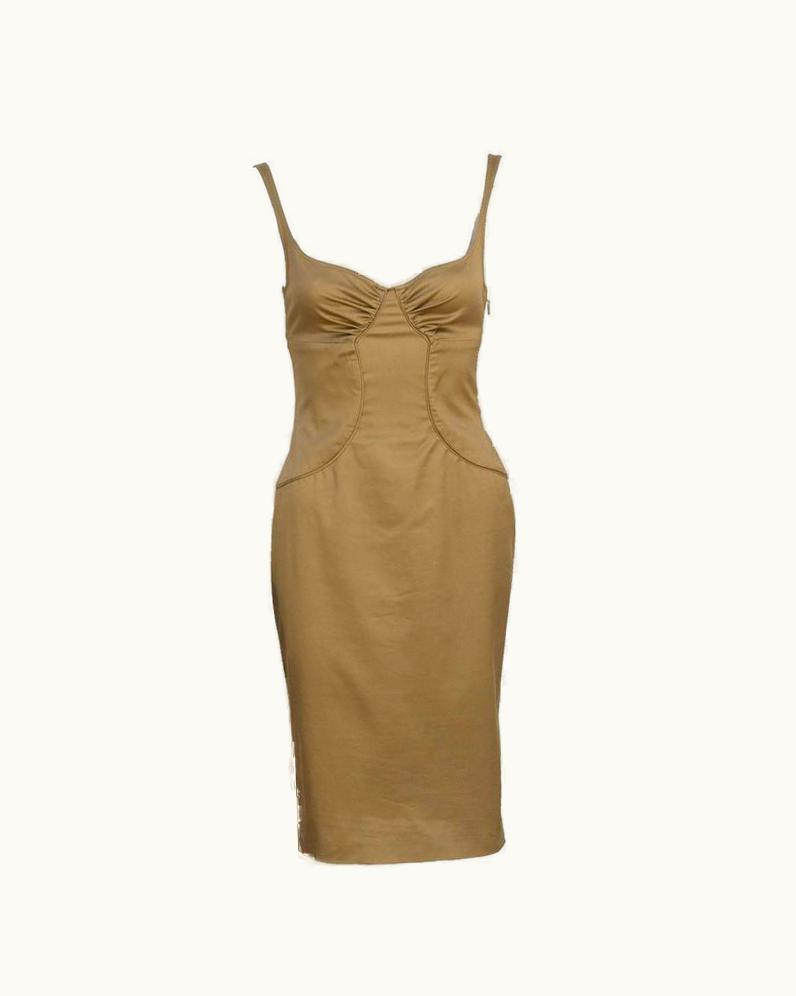 Gucci 2003 Gucci By Tom Ford Khaki Dress And Jacket Set