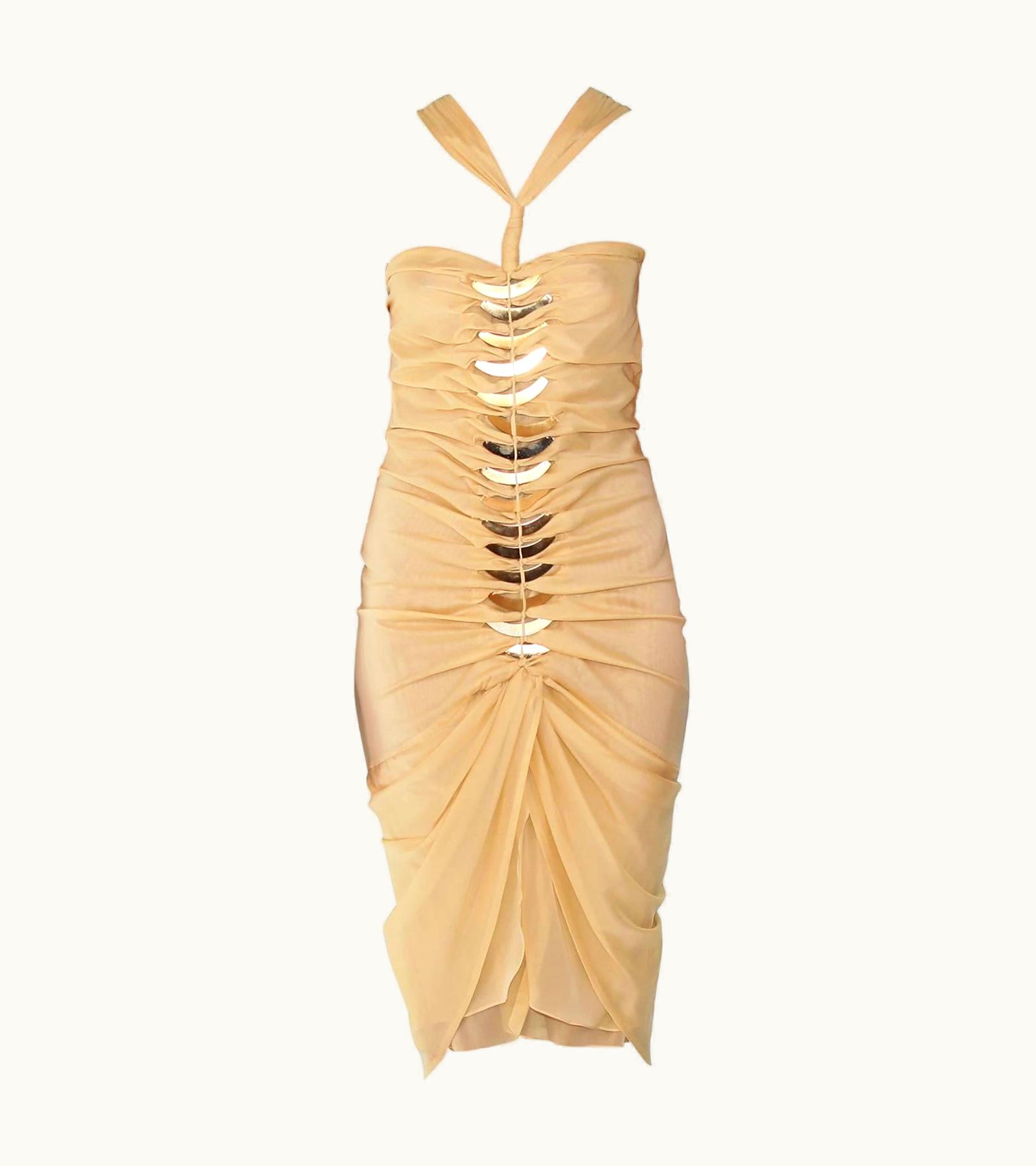 Gucci 2004 Tom Ford For Gucci Embellished Silk Dress