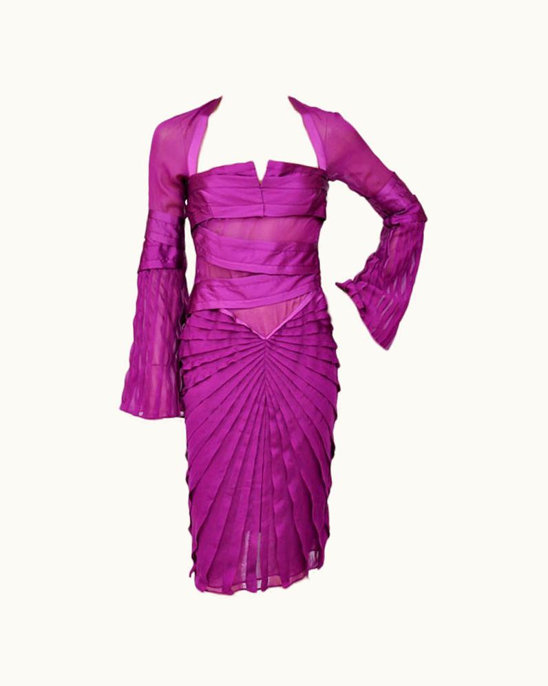 Gucci AW 2004 Tom Ford For Gucci Pleated Silk Dress