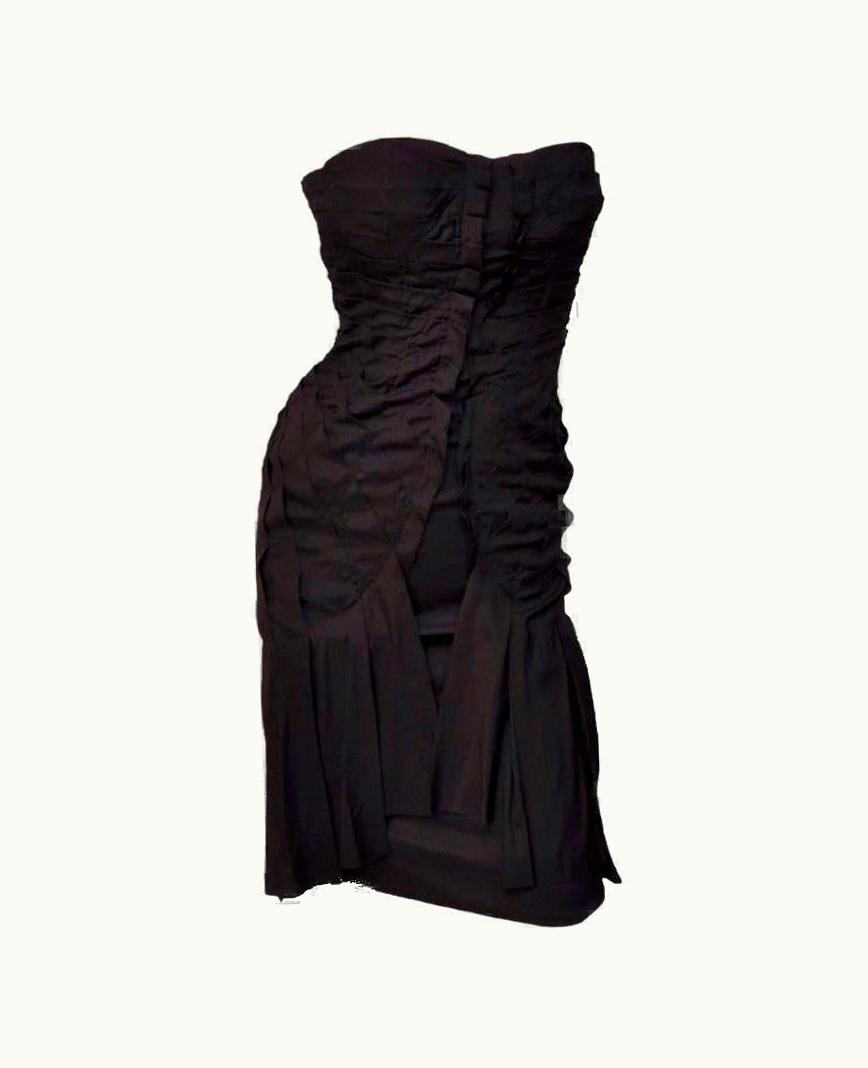 Gucci S/S 2004 Vintage Tom Ford For Gucci Strapless Black Silk Dress