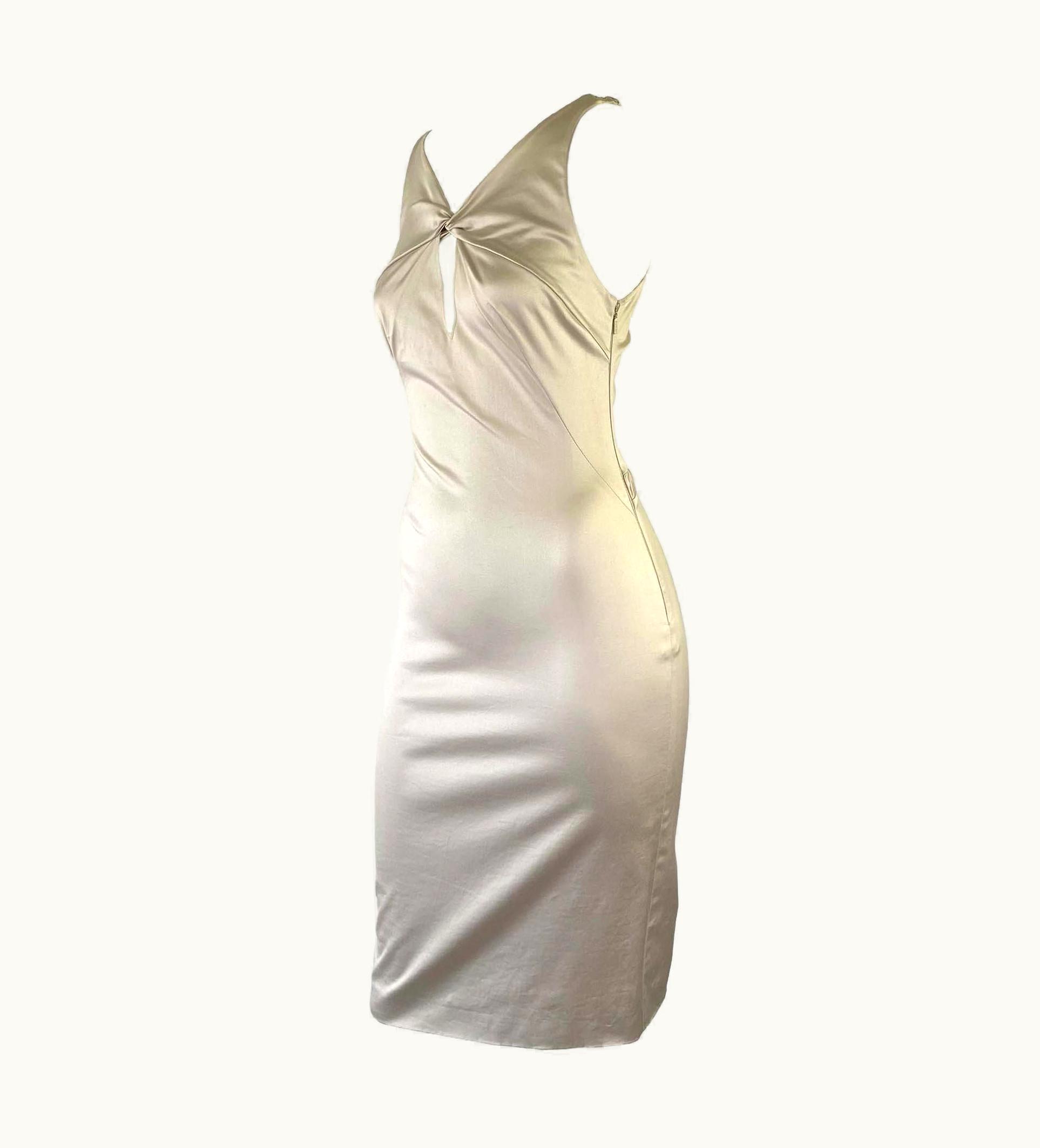 Gucci Nwt AW 2004 Gucci By Tom Ford White Beige Cotton Sleeveless Dress