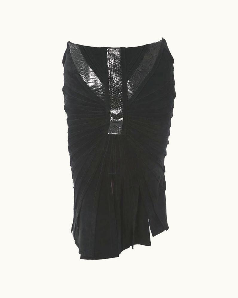 Gucci Tom Ford For Gucci Leather Skirt With Python Trim