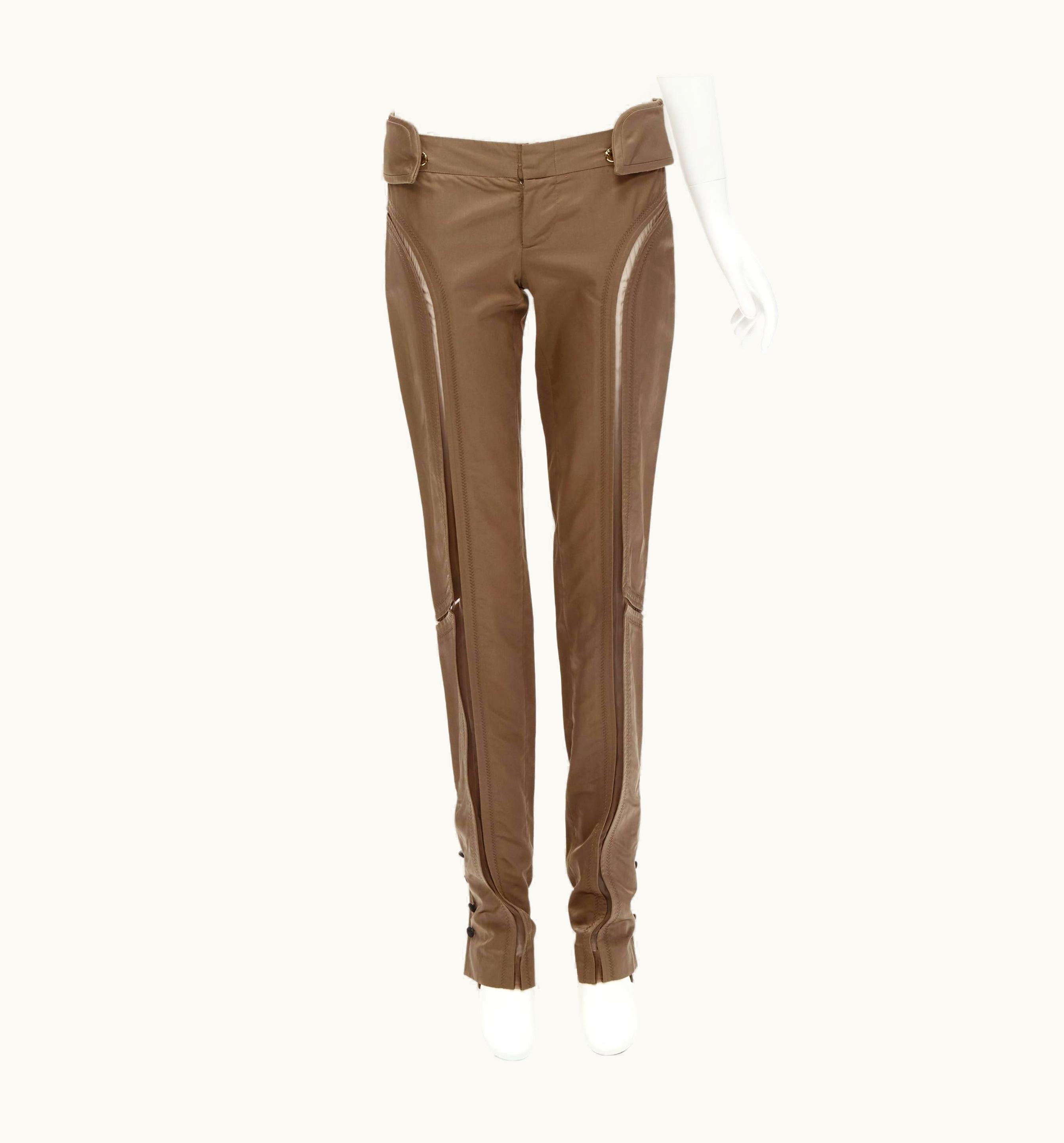 Gucci Gucci 2004 Vintage Tom Ford Sheer Insert Button Hem Jodphur Pants